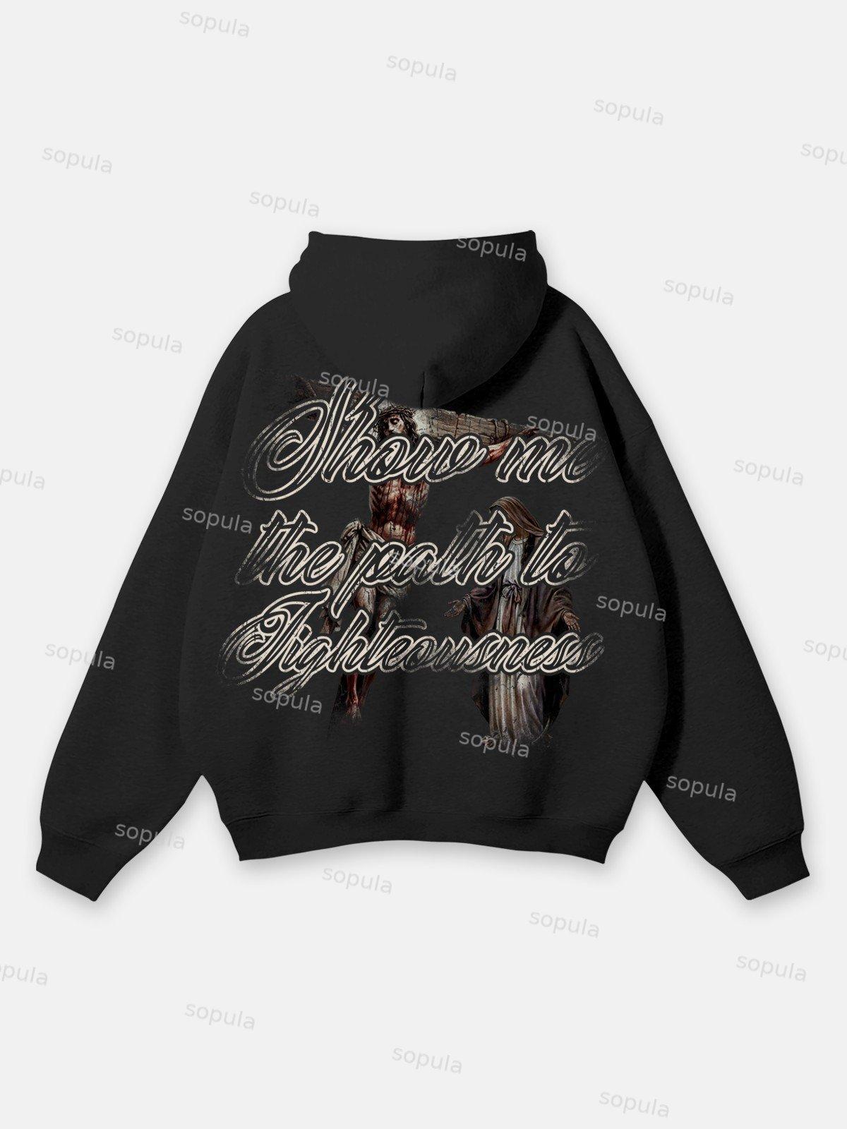 Sopula Lead Me Lord Jesus Retro Fade Graphic Hoodie Product Image