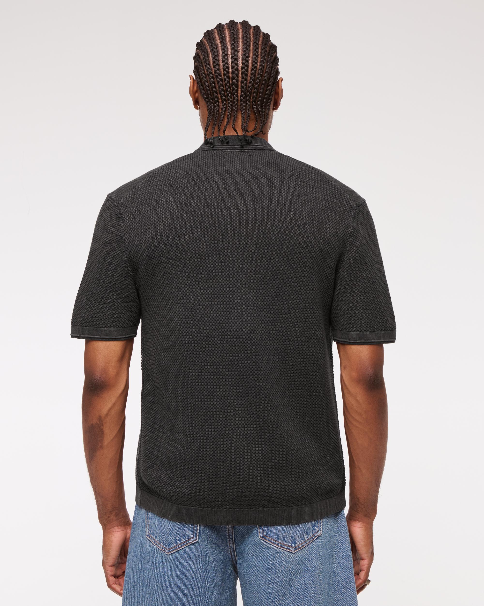 Garment Dye Button-Through Sweater Polo Product Image