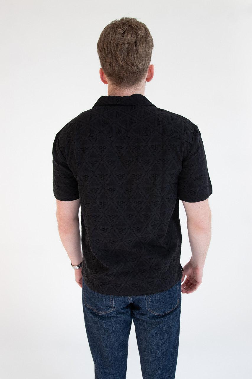 Textured Diamond Embroidery Button Up Shirt Product Image