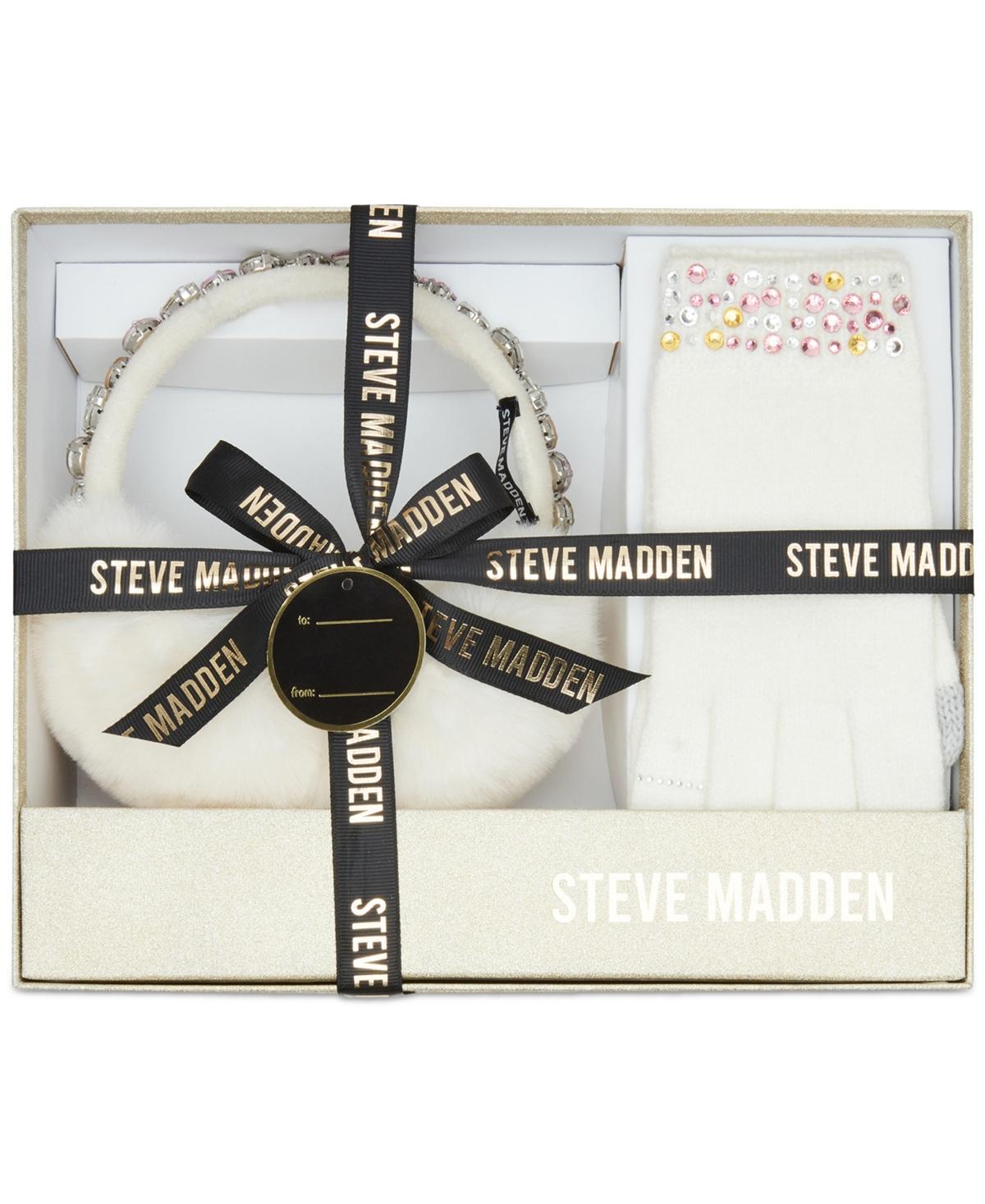 Steve Madden Womens 2-Pc. Bedazzled Gems Earmuffs & Gloves Boxed Gift Set Product Image