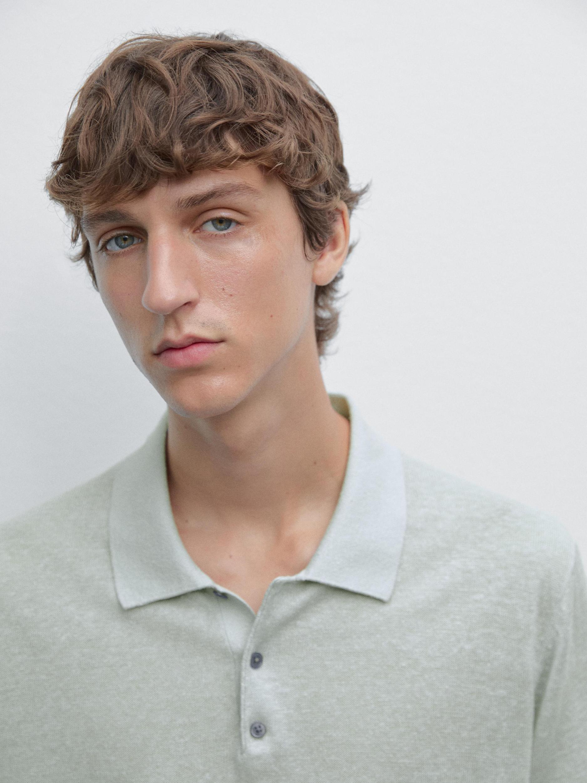 Short sleeve linen polo sweater Product Image