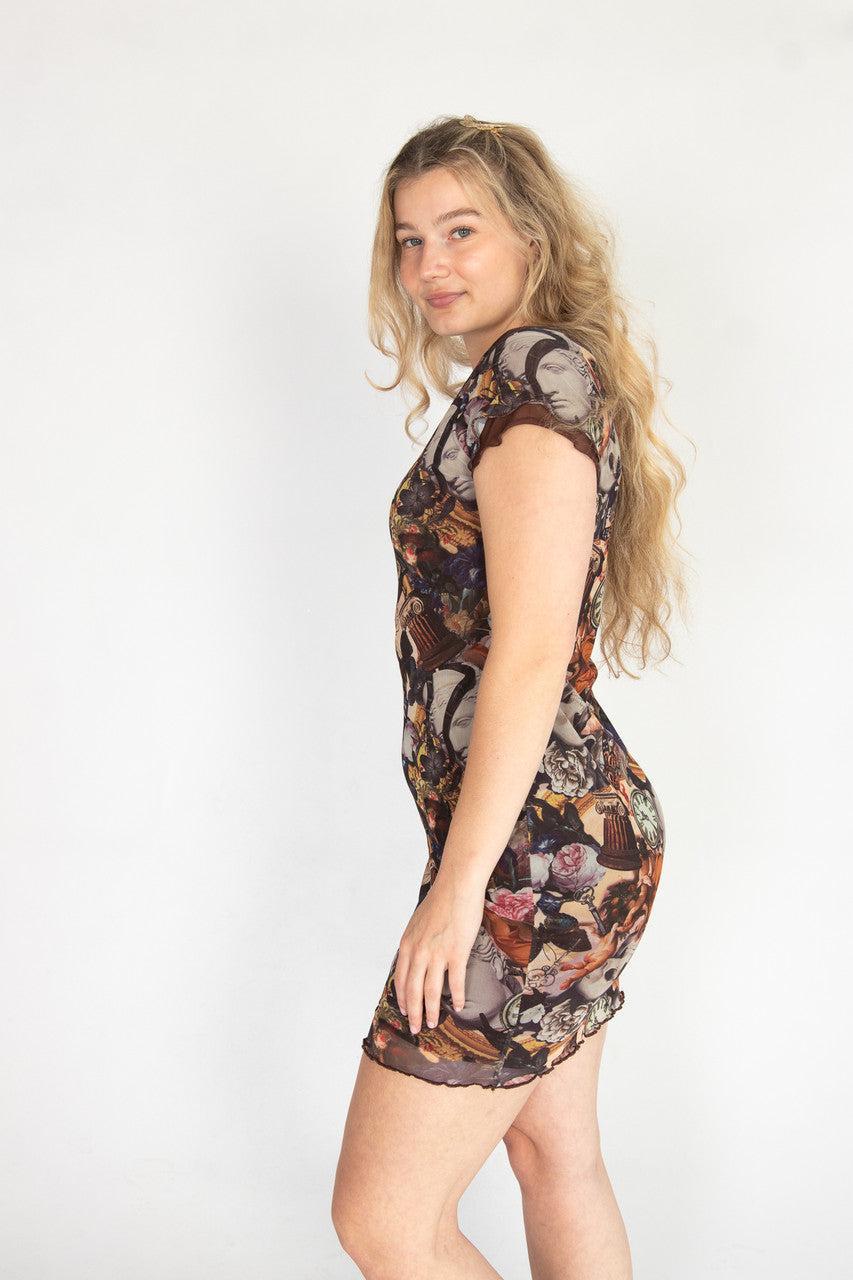 Printed Double Layer Mesh Dress Product Image