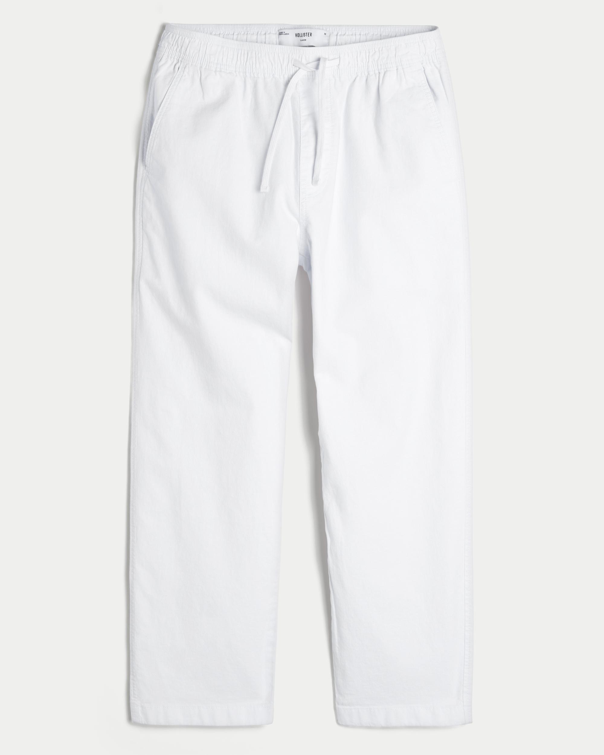Linen-Blend Loose Pull-On Pants Product Image
