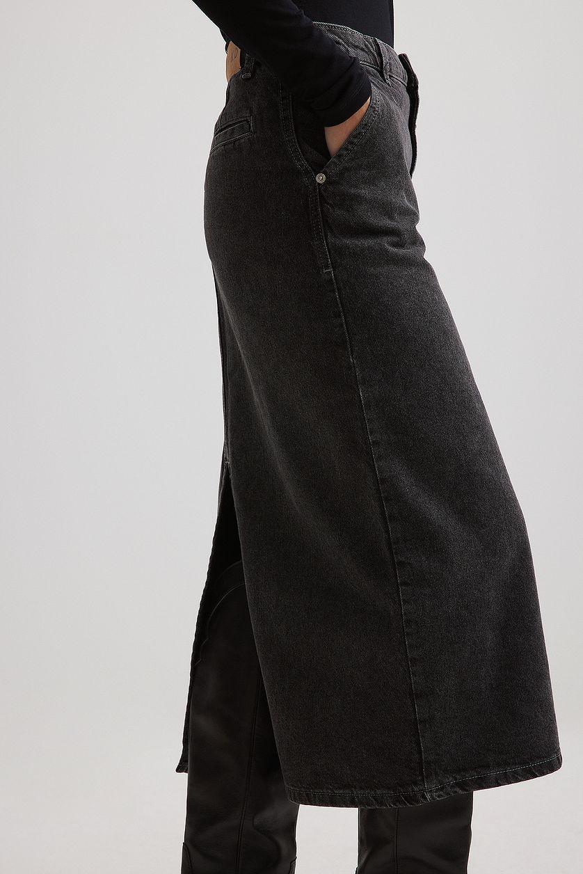 Tailored Denim Midi Skirt Product Image