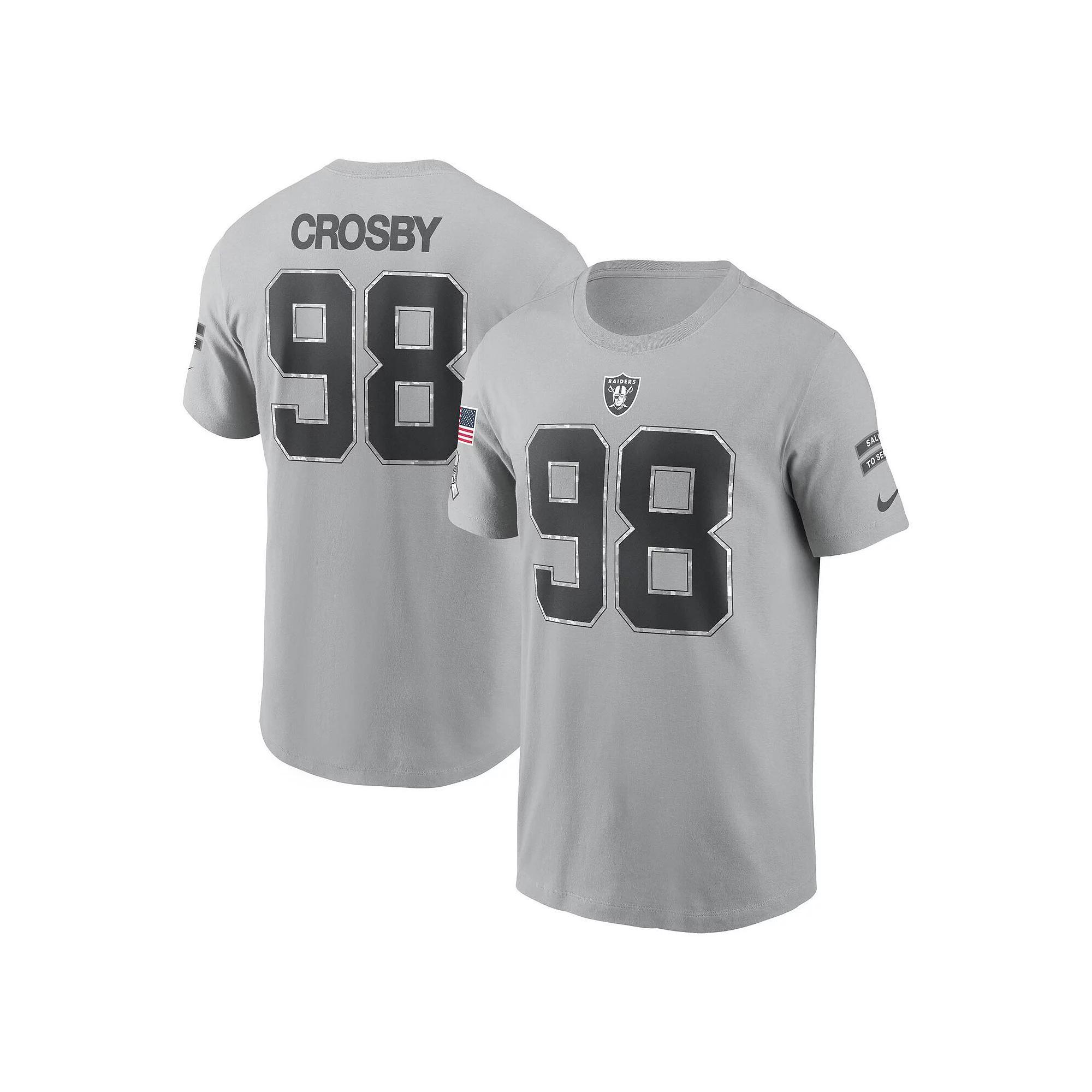 Men's Nike Maxx Crosby Gray Las Vegas Raiders 2024 Salute To Service Name & Number T-Shirt, Size: Medium, Lvr Grey Product Image