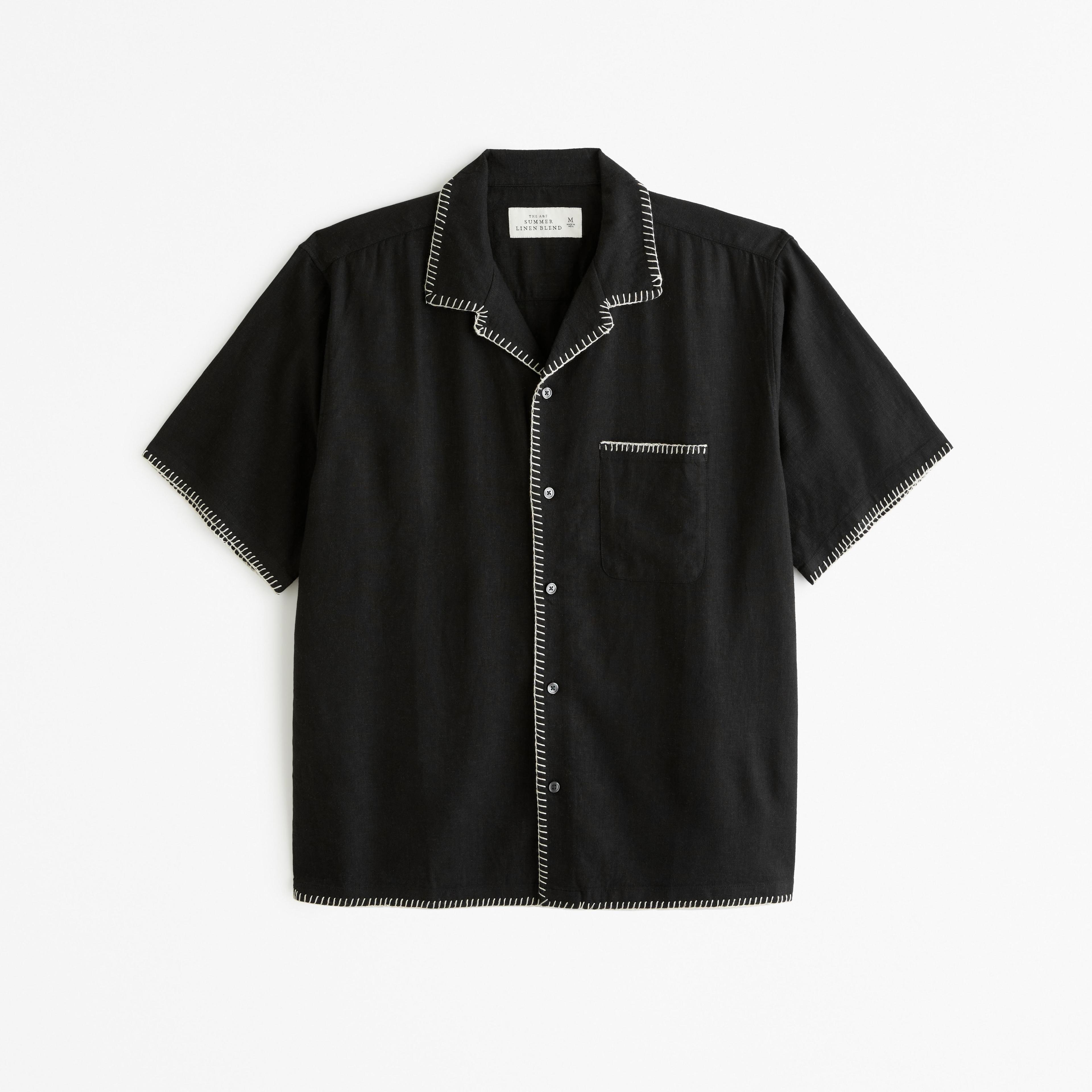 Camp Collar Summer Linen-Blend Shirt Product Image