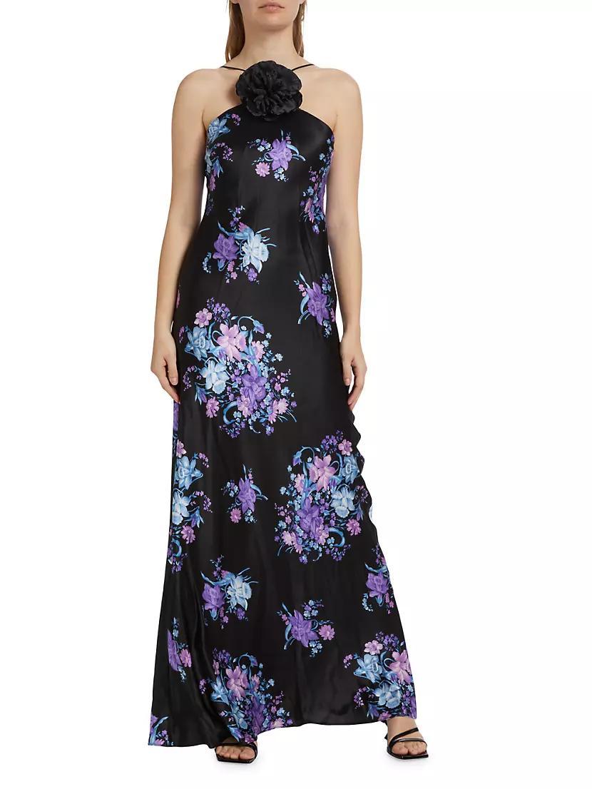 Floral Silk Halter Gown Product Image