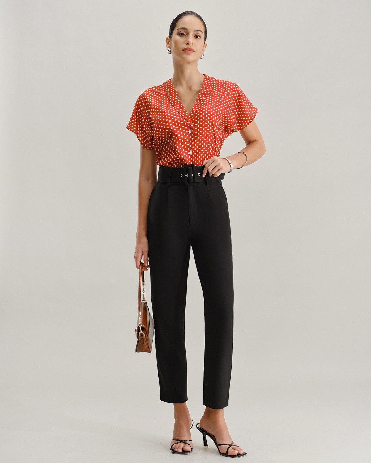 Red Polka Dot Button Blouse Product Image