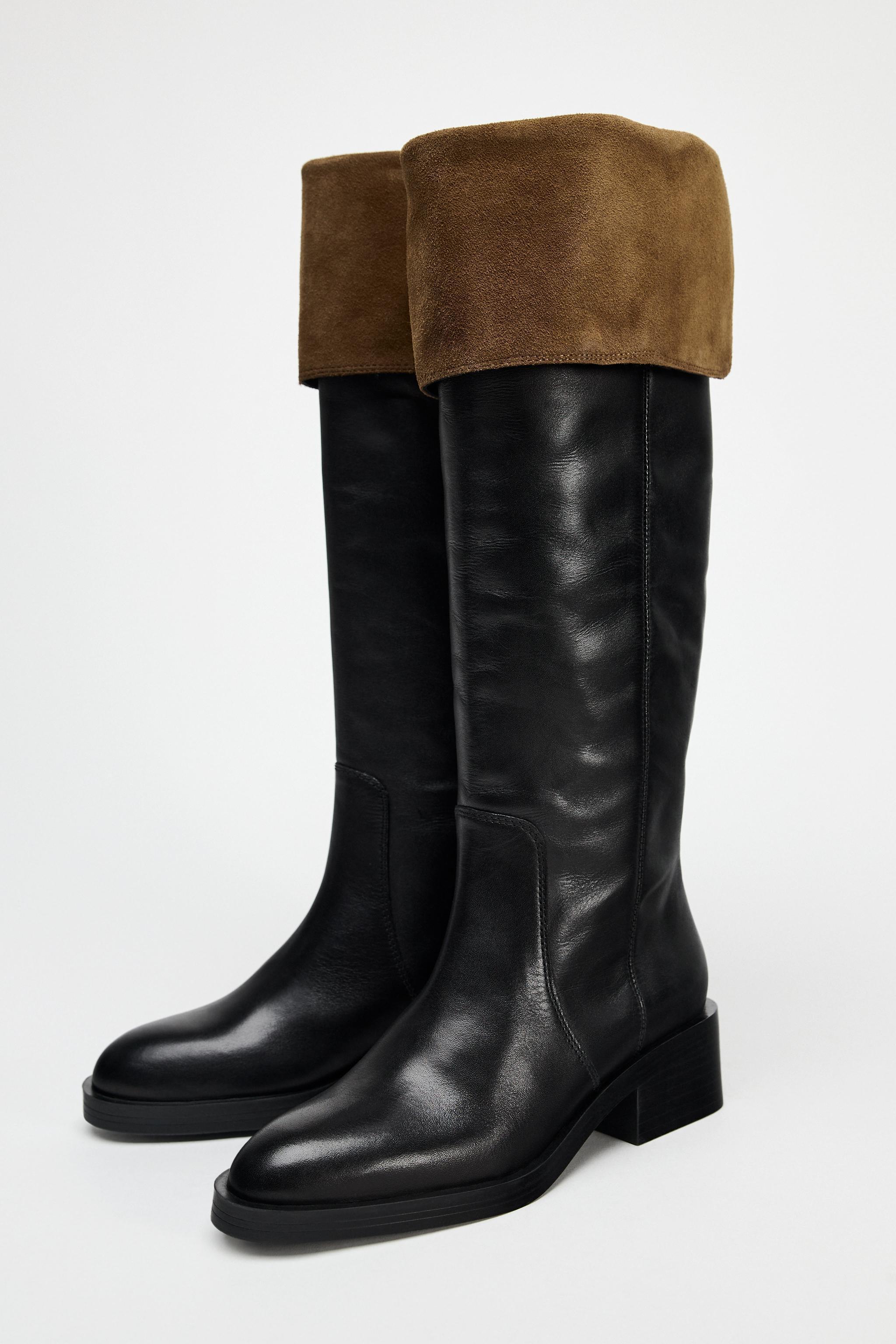 LEATHER KNEE HIGH BOOTS Product Image