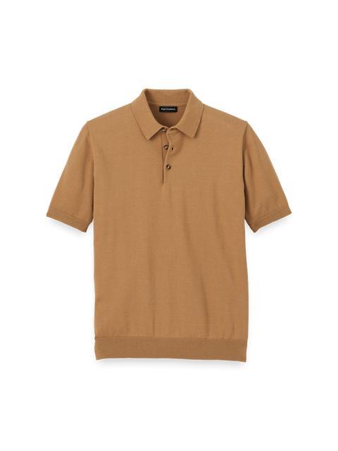 Supima Cotton Three Button Polo - Light Brown Product Image