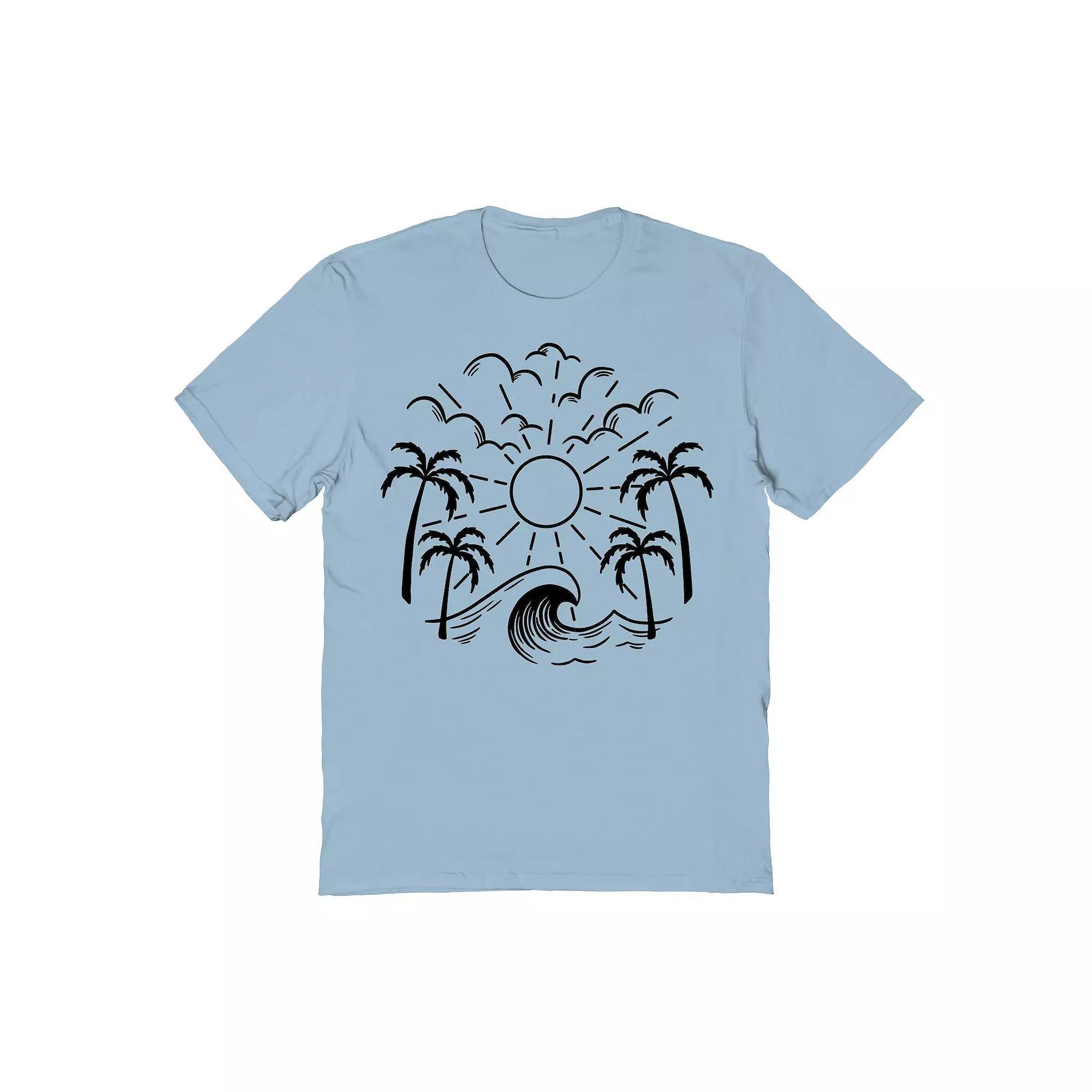 Men's COLAB89 by Threadless Tropical Circle - Black Graphic Tee, Size: XXL, Light Blue Product Image