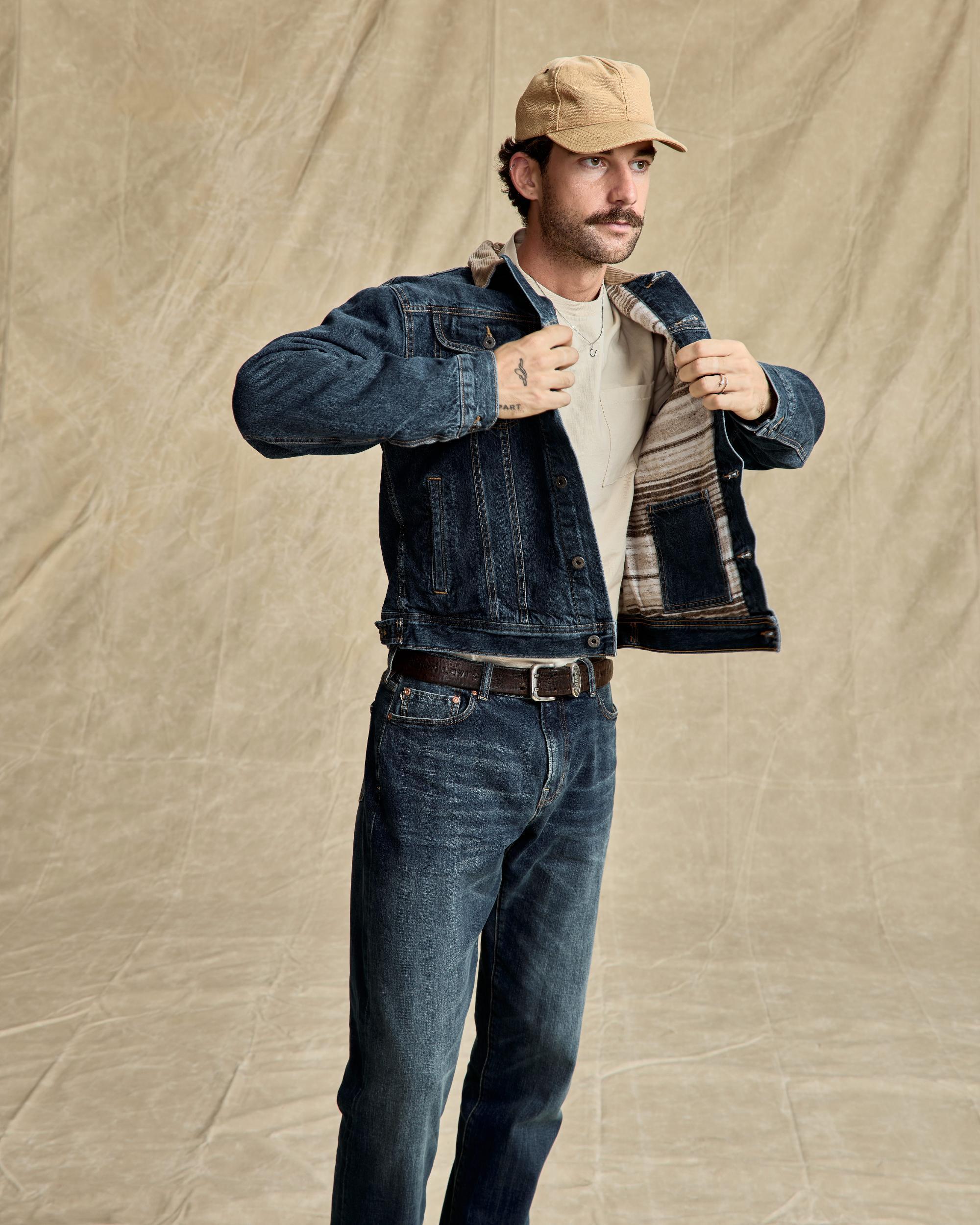 Flannel-Lined Denim Trucker Jacket Product Image