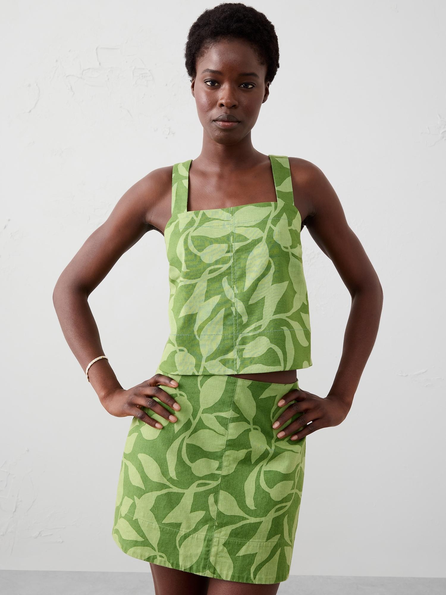 Linen-Blend Boxy Topstitch Tank Product Image