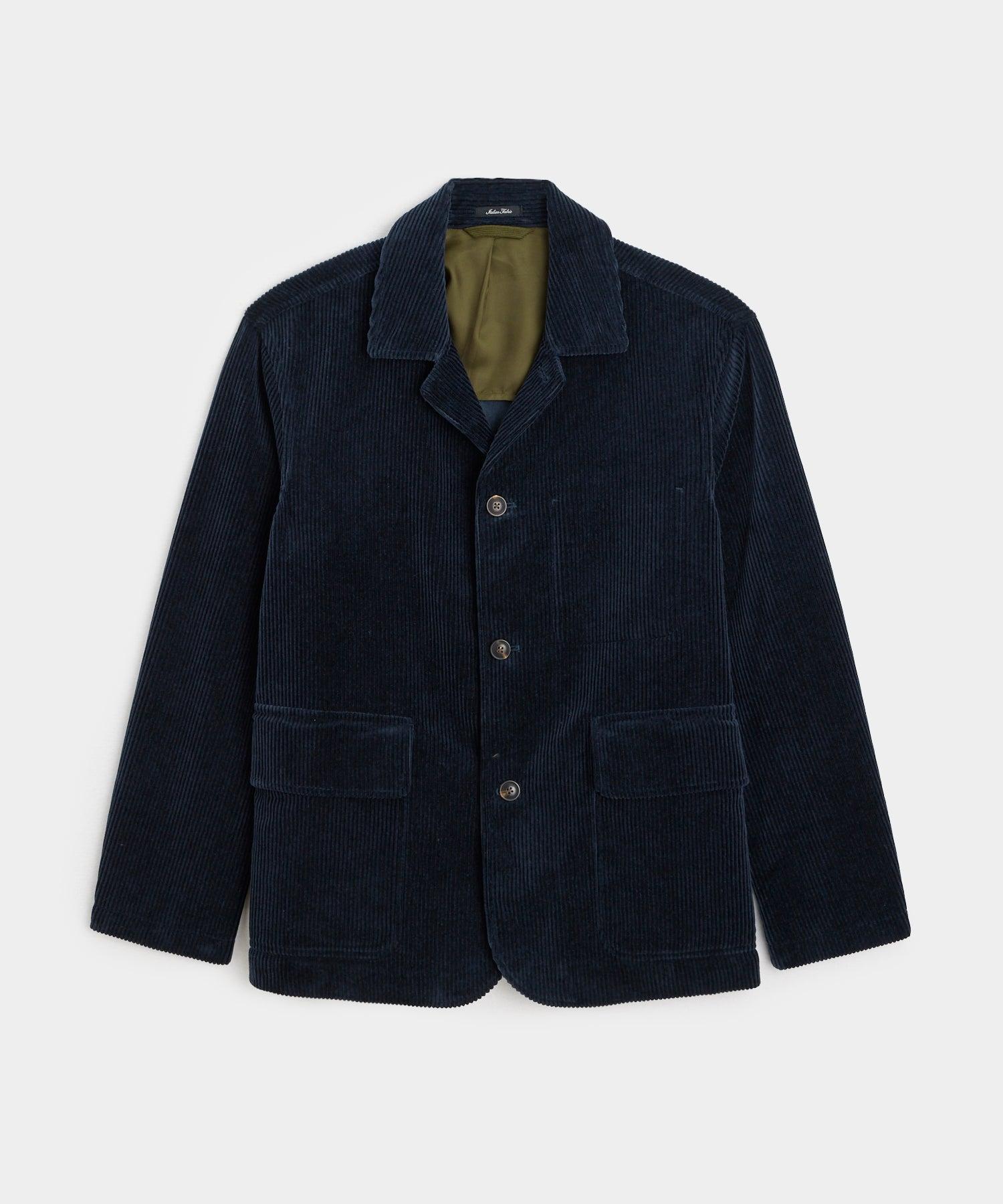 Italian Corduroy Walking Jacket in Navy Product Image