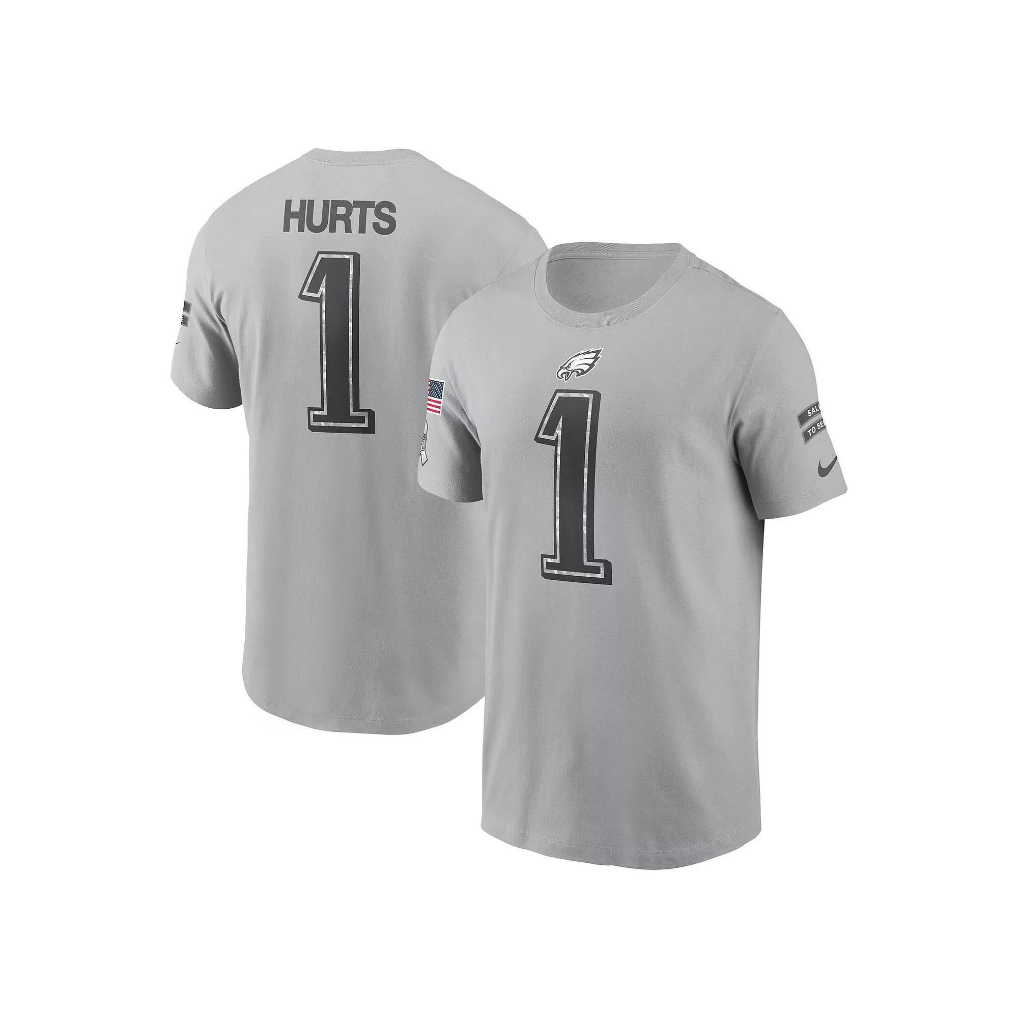 Men's Nike Jalen Hurts Gray Philadelphia Eagles 2024 Salute To Service Name & Number T-Shirt, Size: 2XL, Grey Product Image