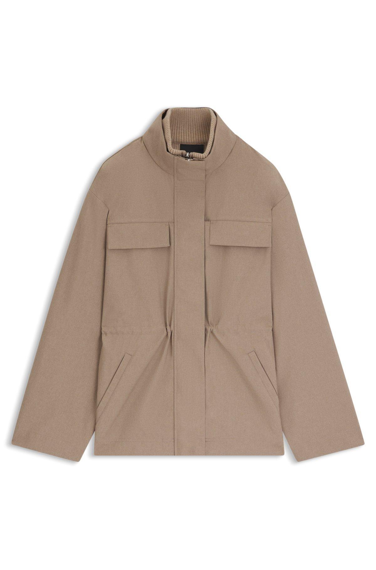 BOSS - Water-repellent jacket with gathered waist - Light Brown Product Image