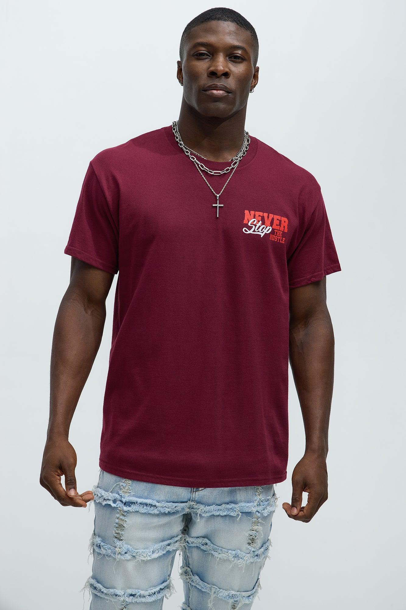 Never Stop The Hustle Short Sleeve Tee - Burgundy Product Image