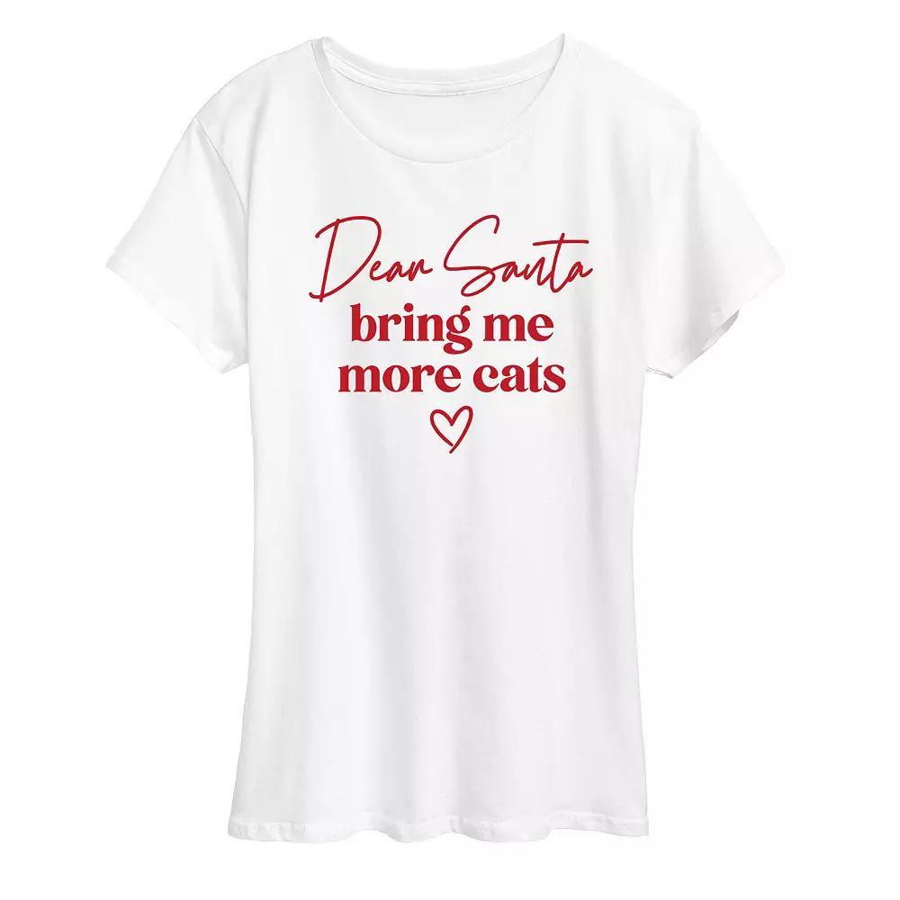 Women's "Bring More Cats Santa" Christmas Graphic Tee, Girl's,  Product Image