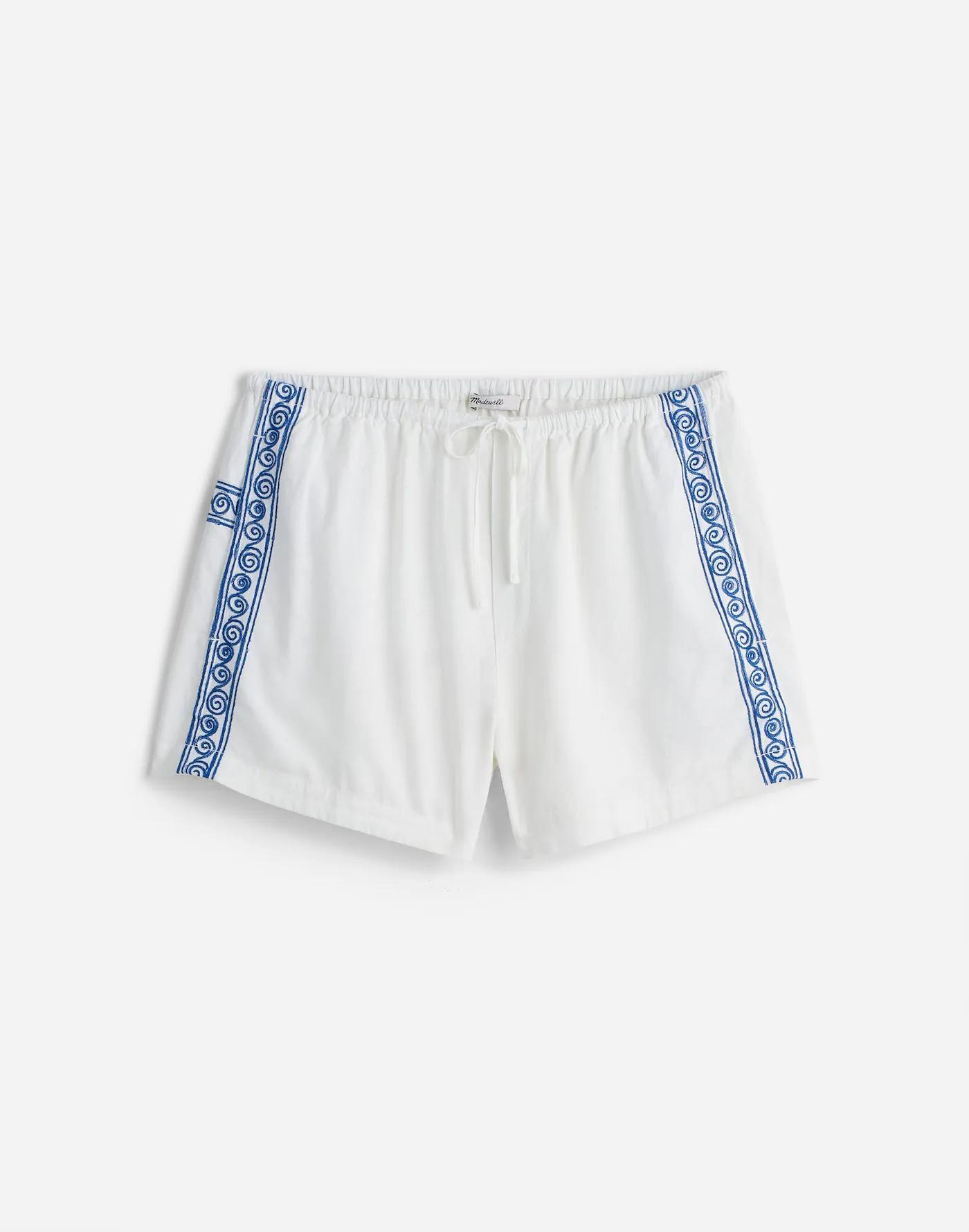 Madewell x Lisa Says Gah! Embroidered Drawstring Pull-On Shorts Product Image