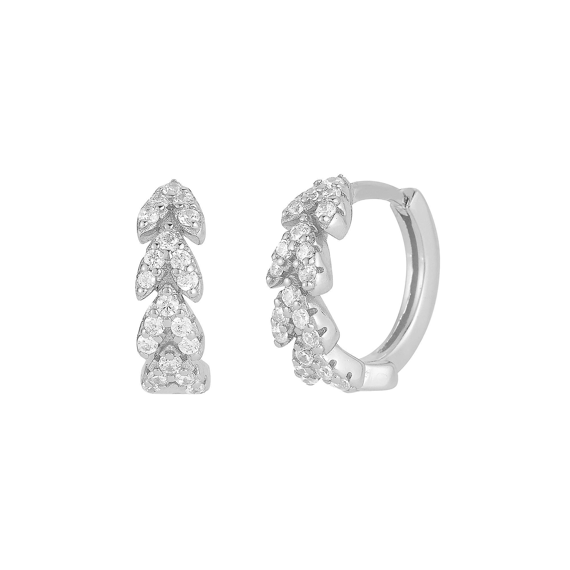 Sunkissed Sterling Cubic Zirconia Leaf Hoop Earrings, Women's, Silver Tone Product Image