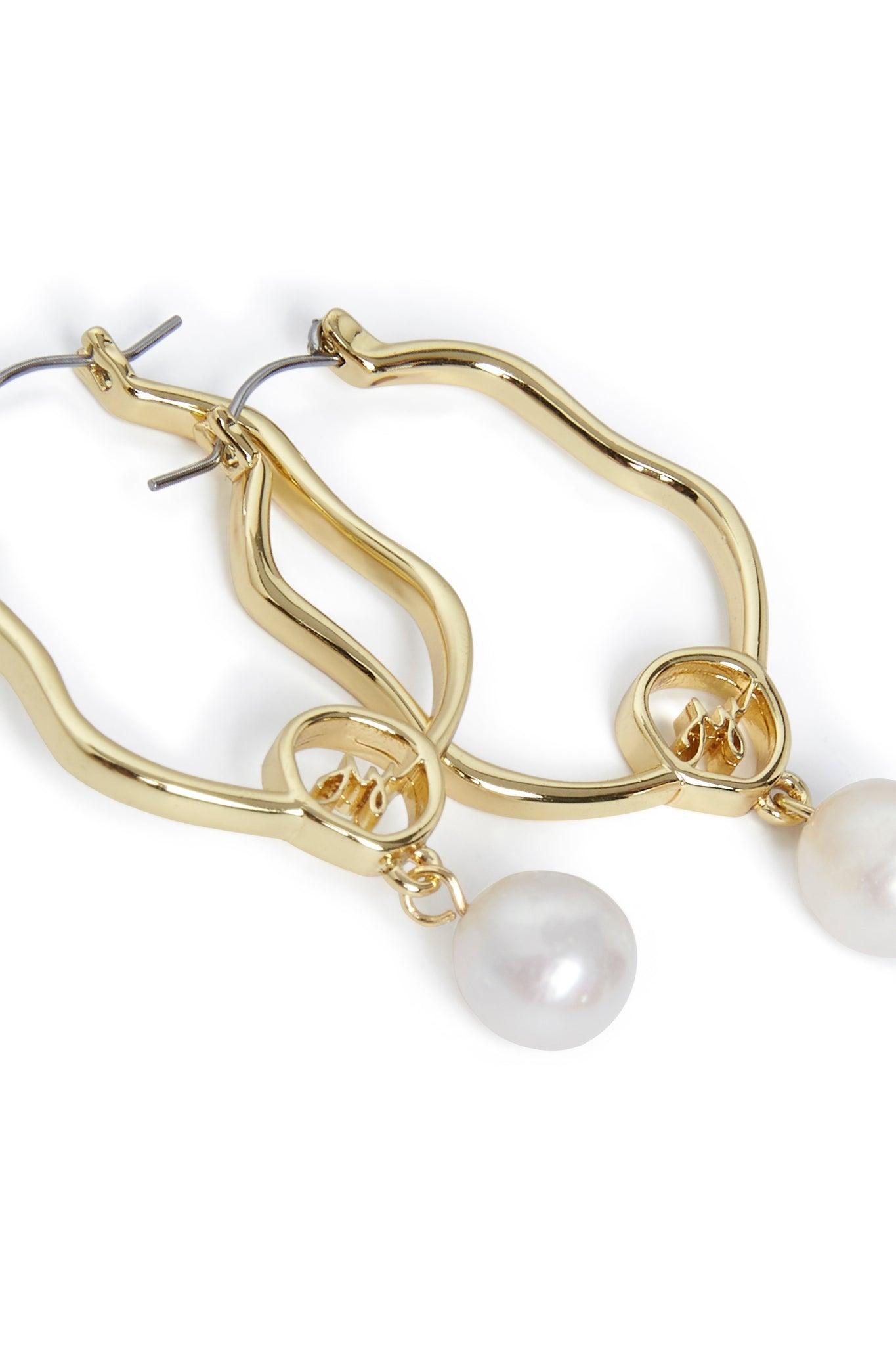 Fleur Pearl Drop Hoop Earring Product Image