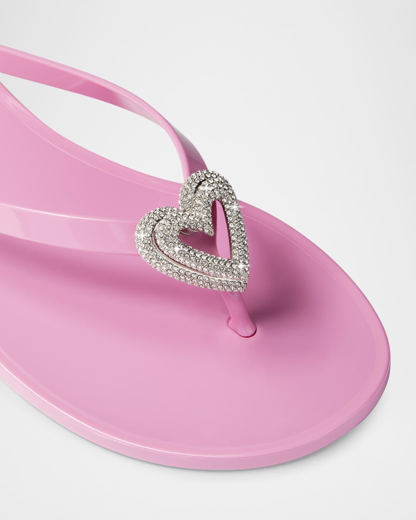 Double Heart Rubber Thong Sandals Product Image