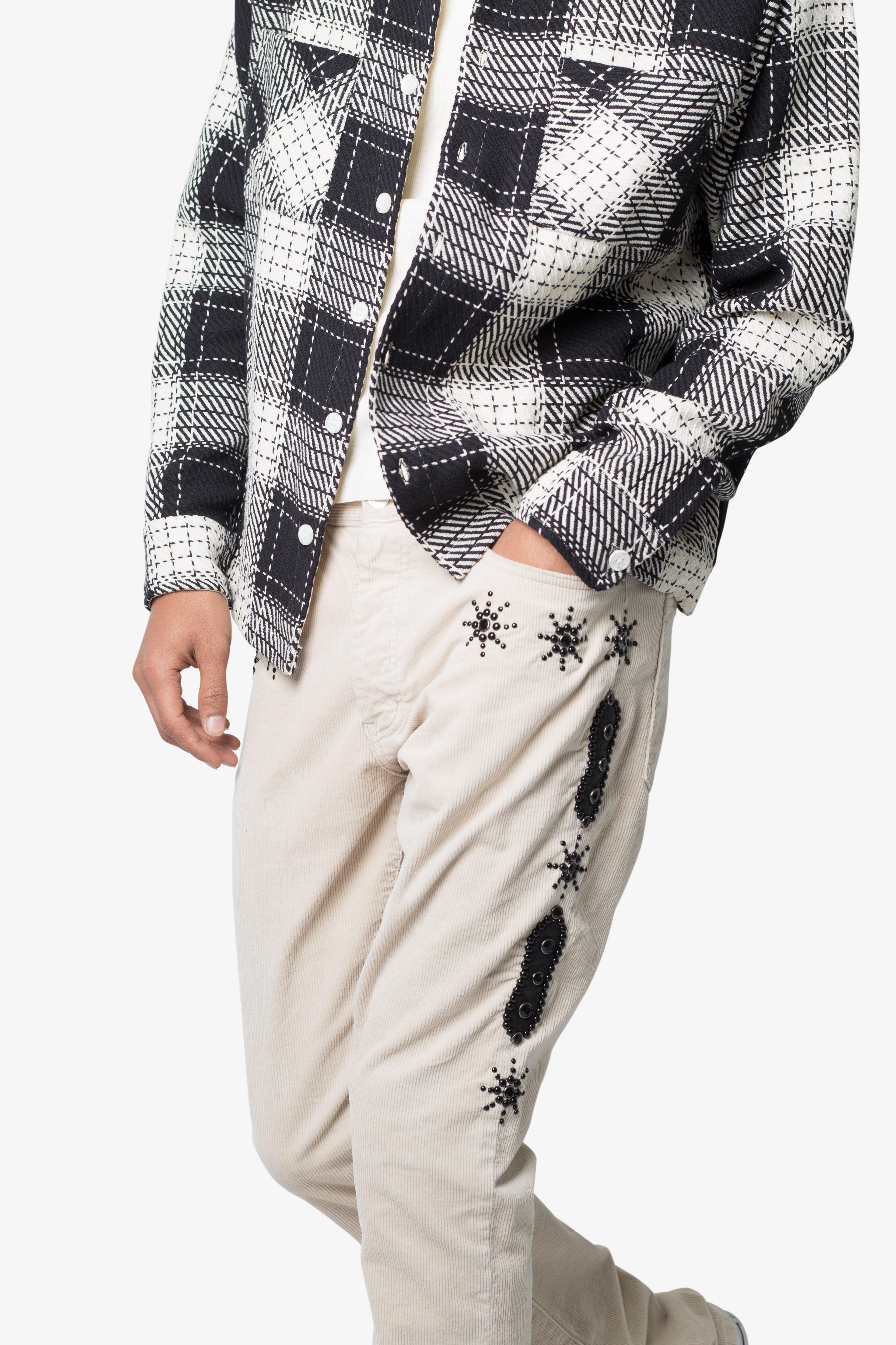 B374 Studded Flare Pants - White Product Image