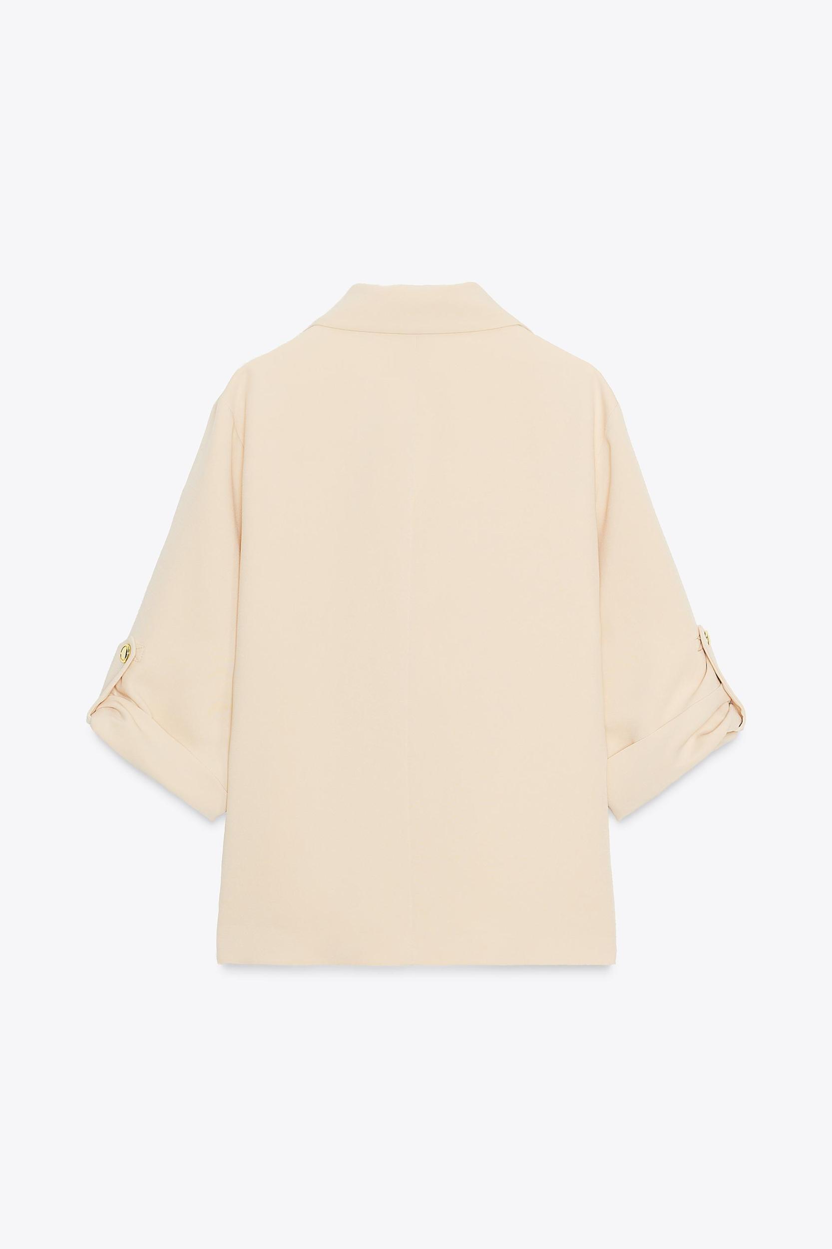 DOUBLE BREASTED BLAZER WITH TABBED SLEEVES Product Image