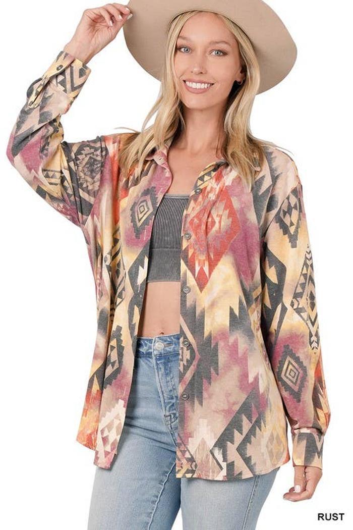 Soft French Terry Aztec Shacket Product Image