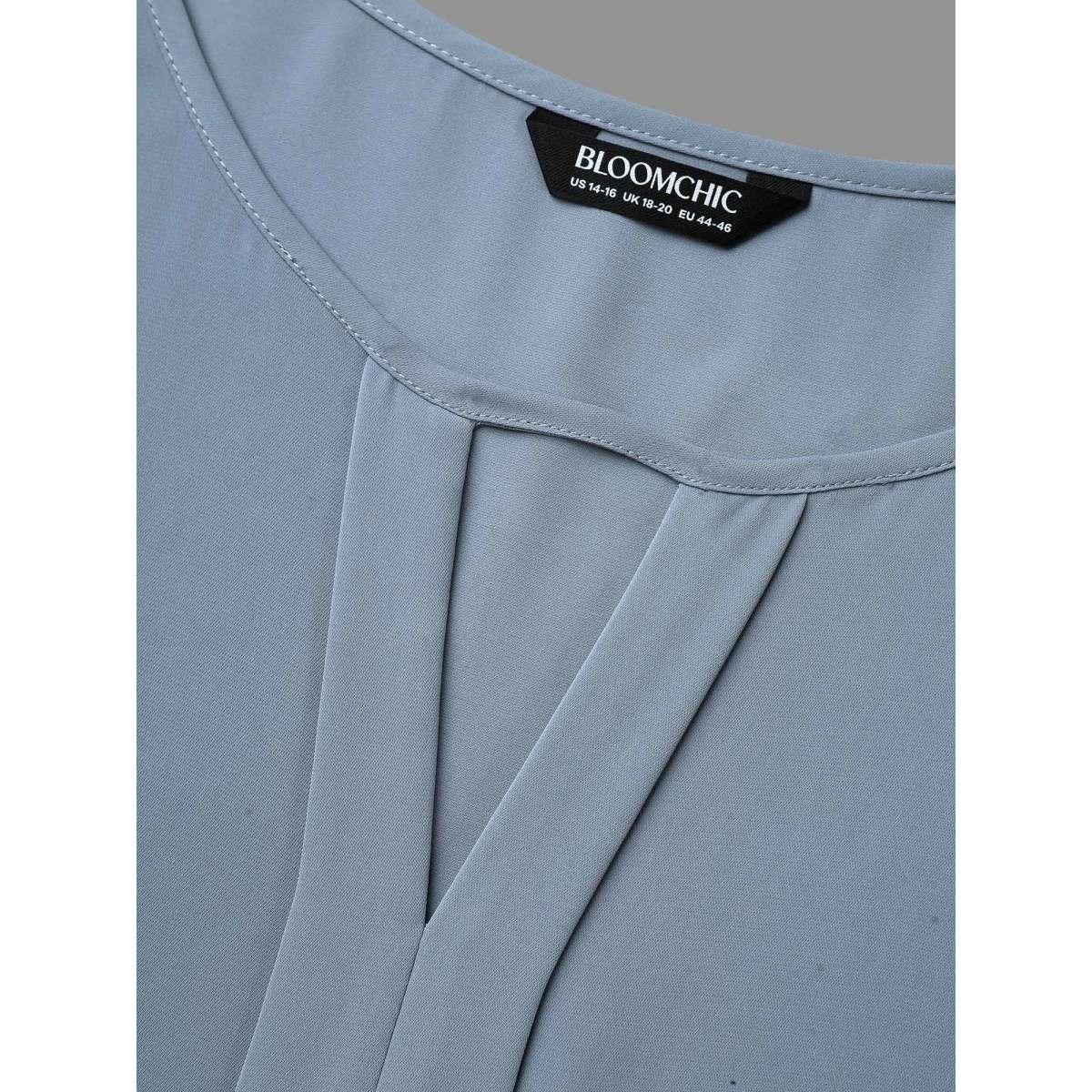 Plus Size Stone Lace Sleeve Neck Cut-Out Flared Shirt Women At the Office Short sleeve Notched collar Work Blouses BloomChic 22-24/3X Product Image