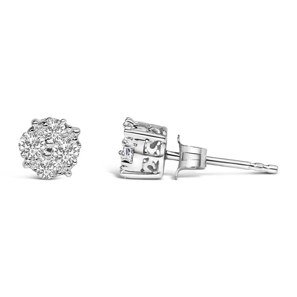 Haus of Brilliance Sterling Silver 1/2 Carat T.W. Prong-Set Diamond Cluster Stud Earrings, Women's Product Image