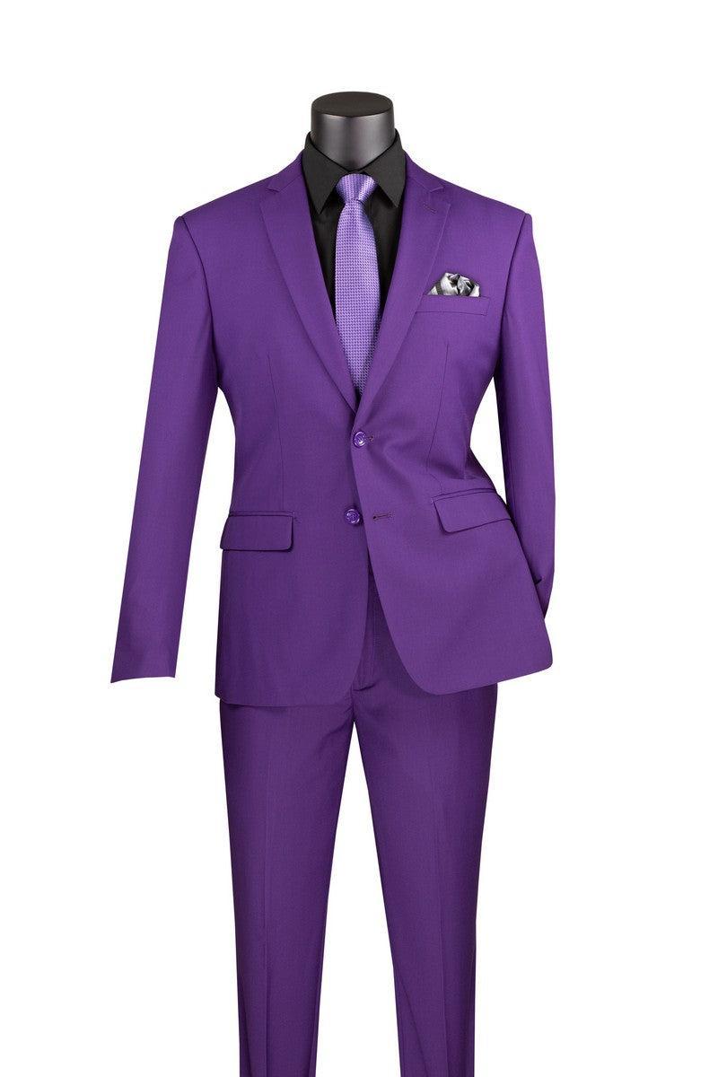 Slim Fit Men's Suit 2 Piece 2 Button in Purple Product Image