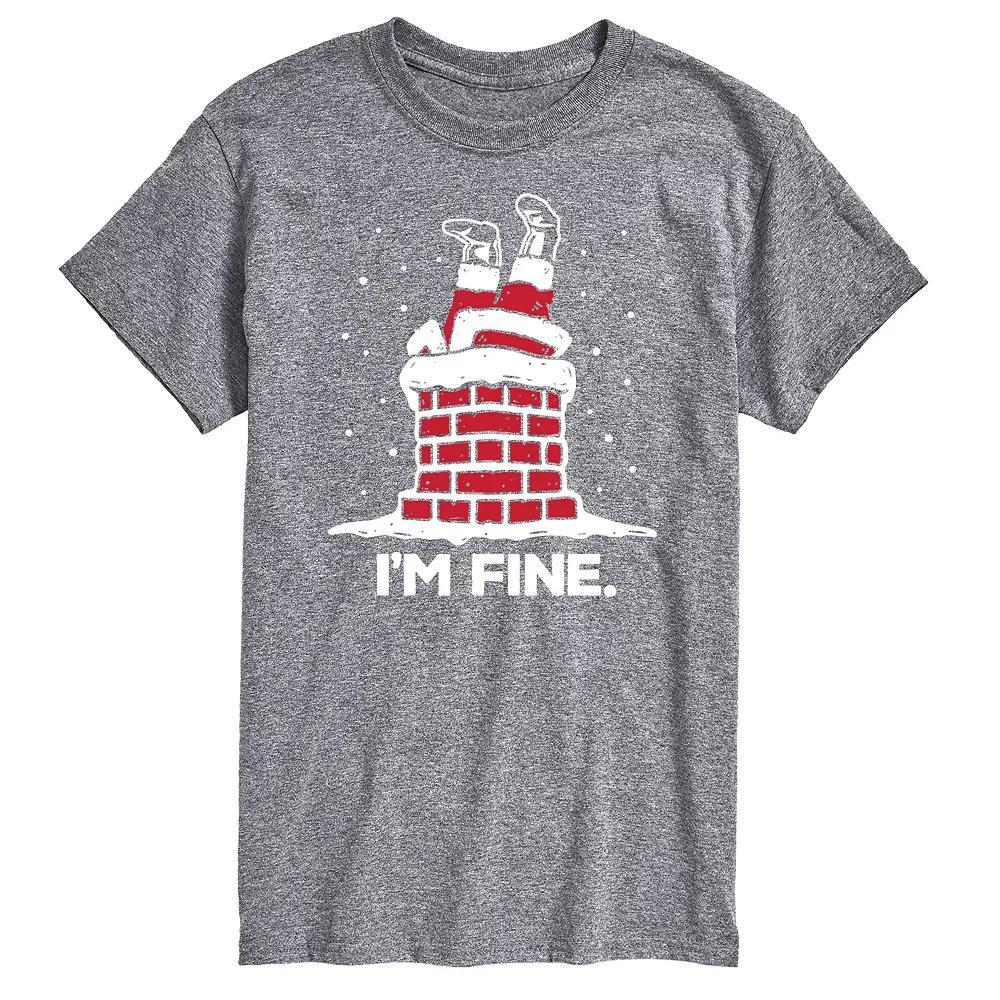 Big & Tall I'm Fine Santa Chimney Graphic Tee, Men's, Size: 4XL Tall, Blue Product Image