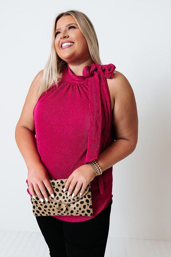 Dream State Pleated Top In Fuchsia Curves Product Image