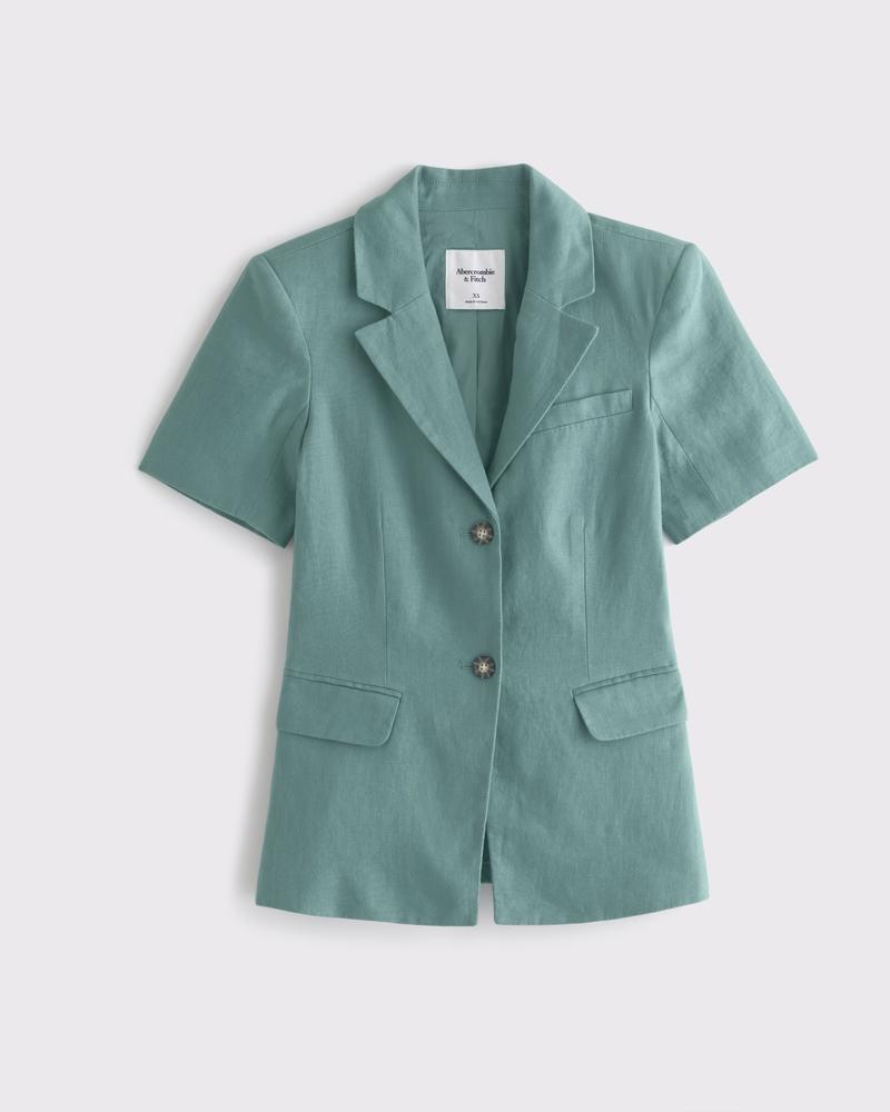 Short-Sleeve Premium Linen Blazer Product Image