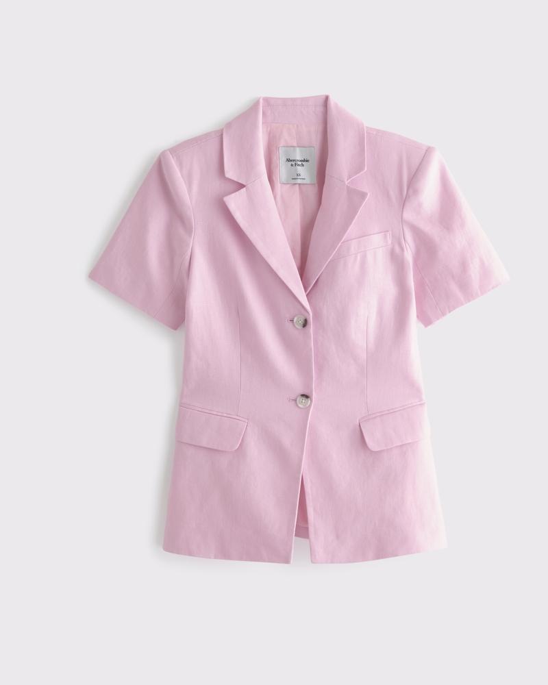 Short-Sleeve Premium Linen Blazer Product Image