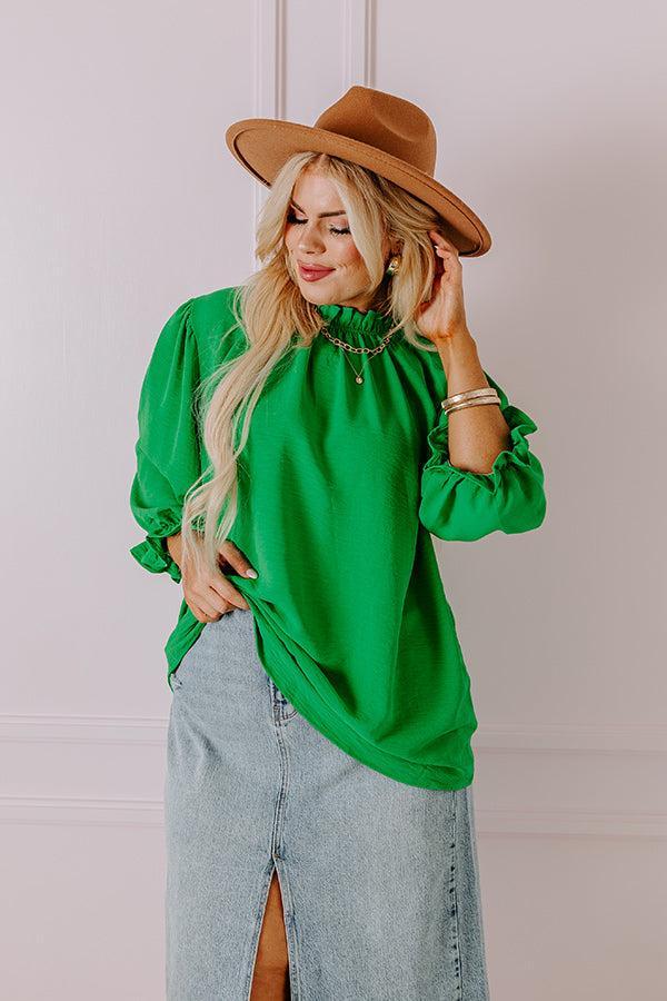 Brunch Date Shift Top In Kelly Green Curves Product Image