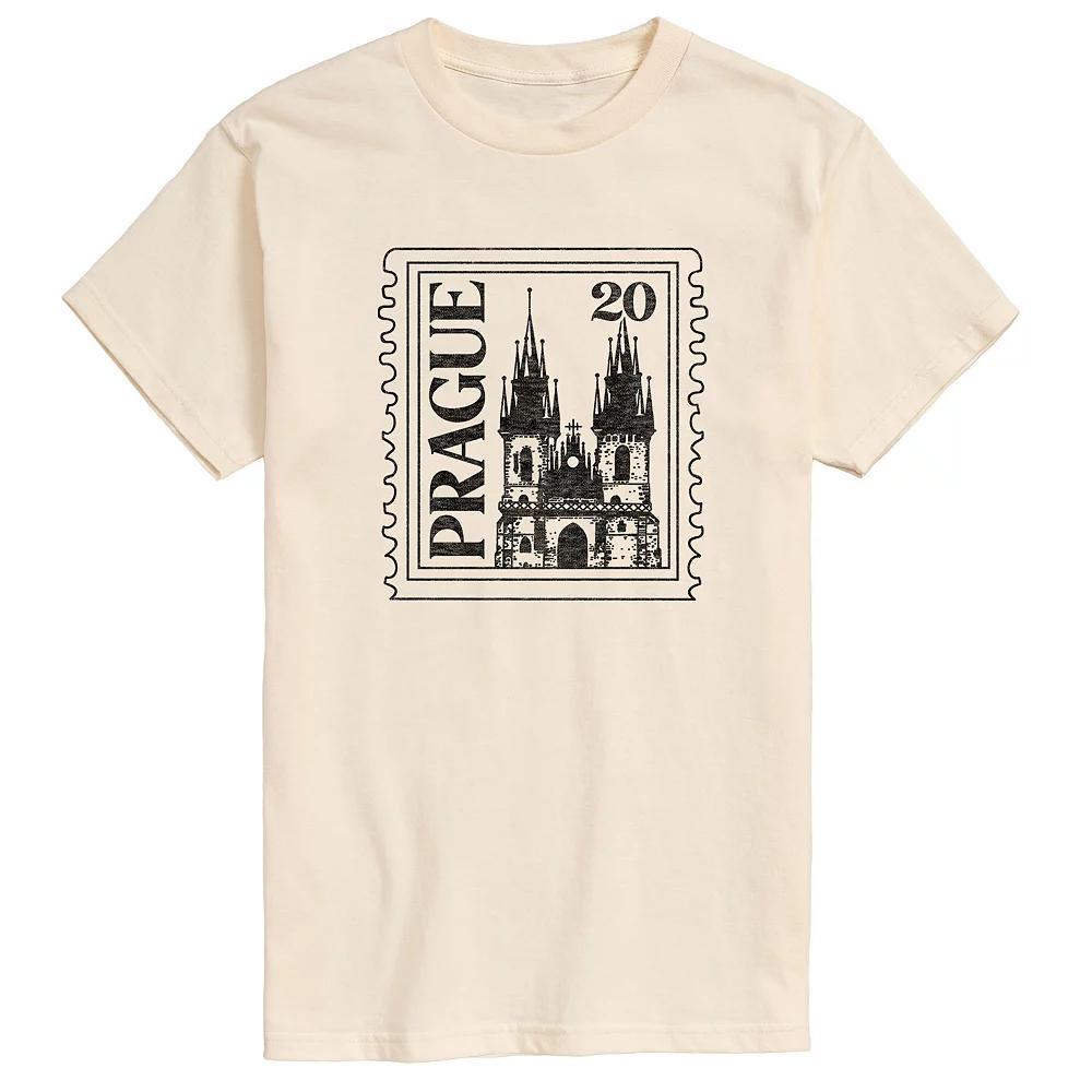 Men's Prague Postage Stamp Graphic Tee, Size: Small, Beige Product Image