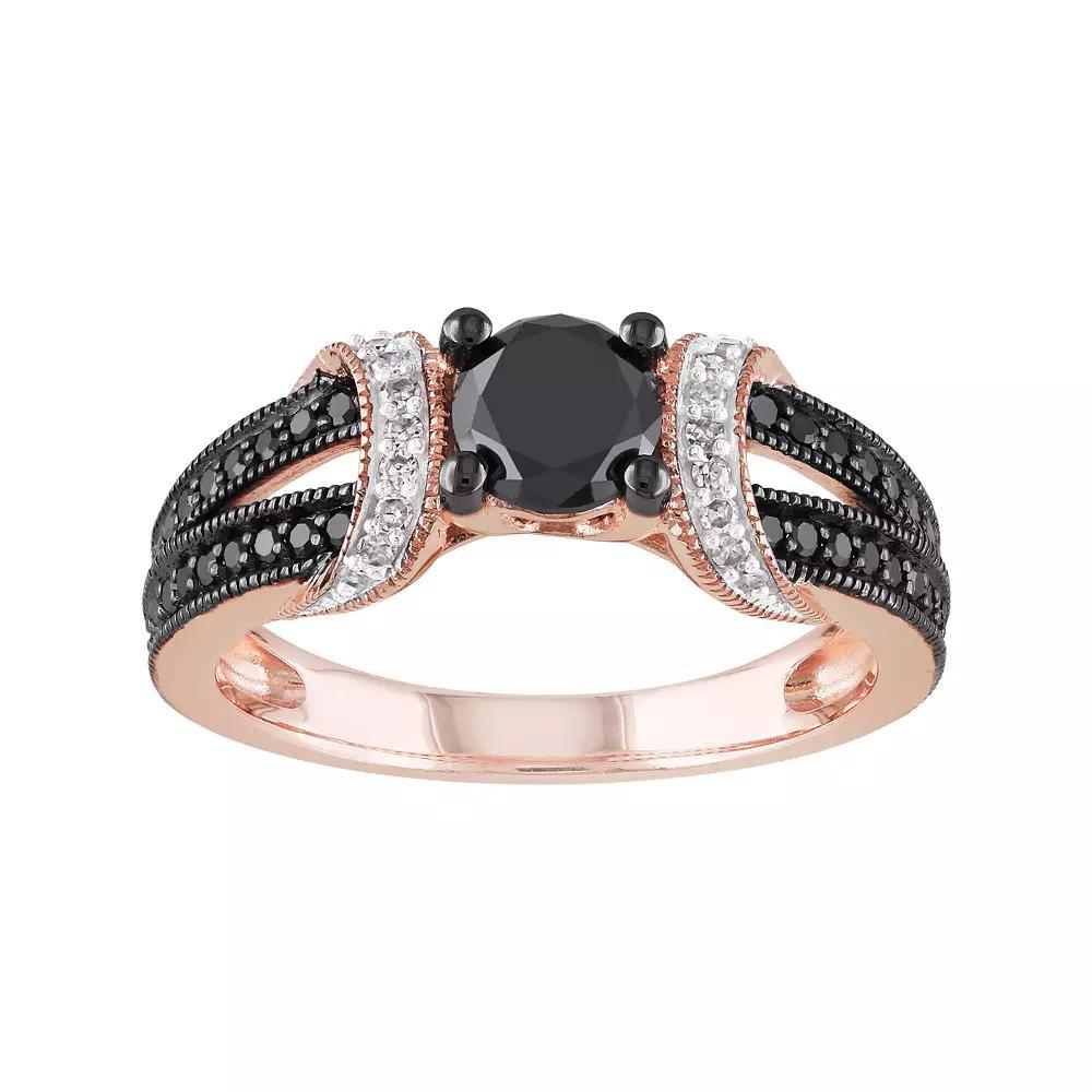 Stella Grace 10k Rose Gold 1 Carat T.W. Black & White Diamond Engagement Ring, Women's, Size: 9 Product Image