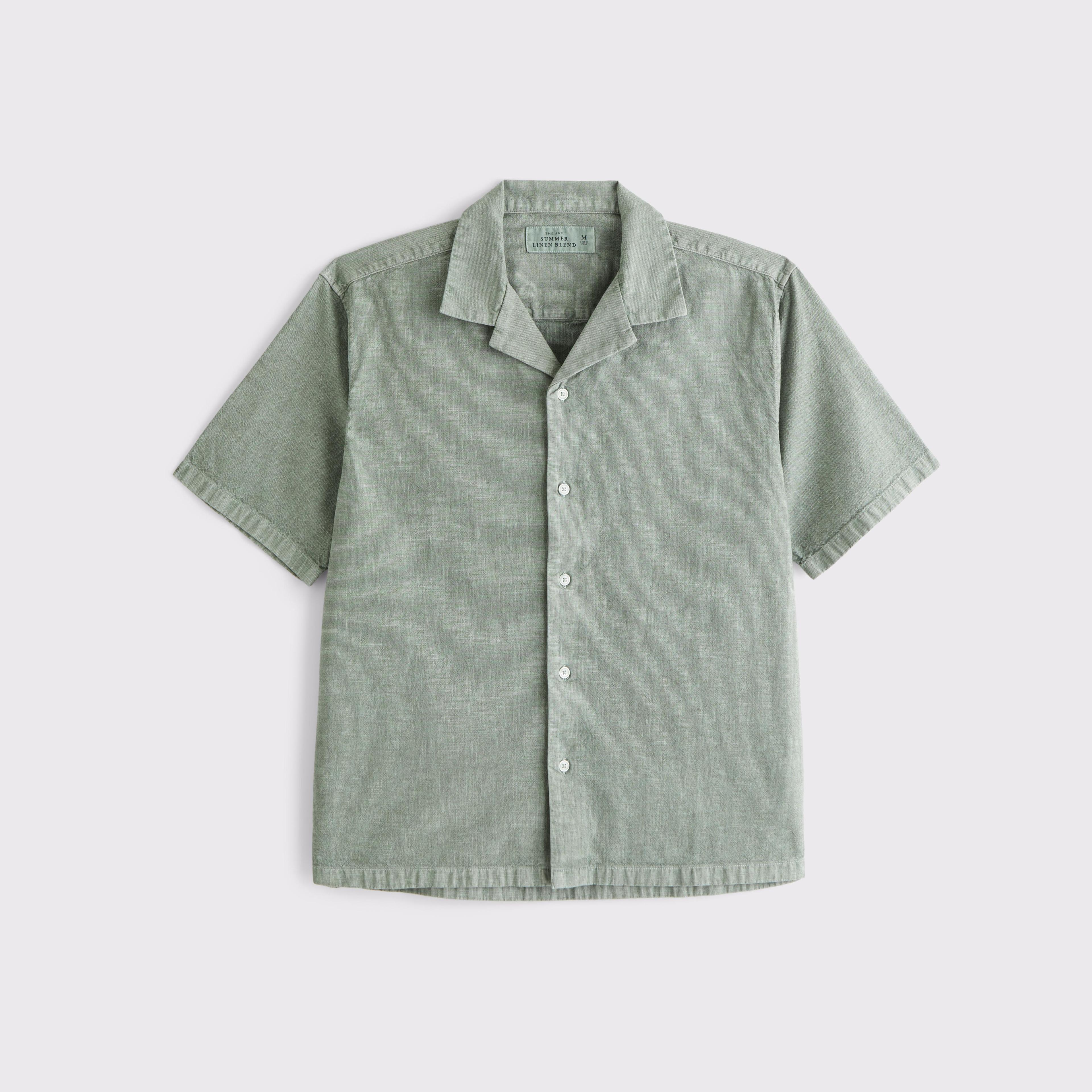 Camp Collar Summer Linen-Blend Shirt Product Image