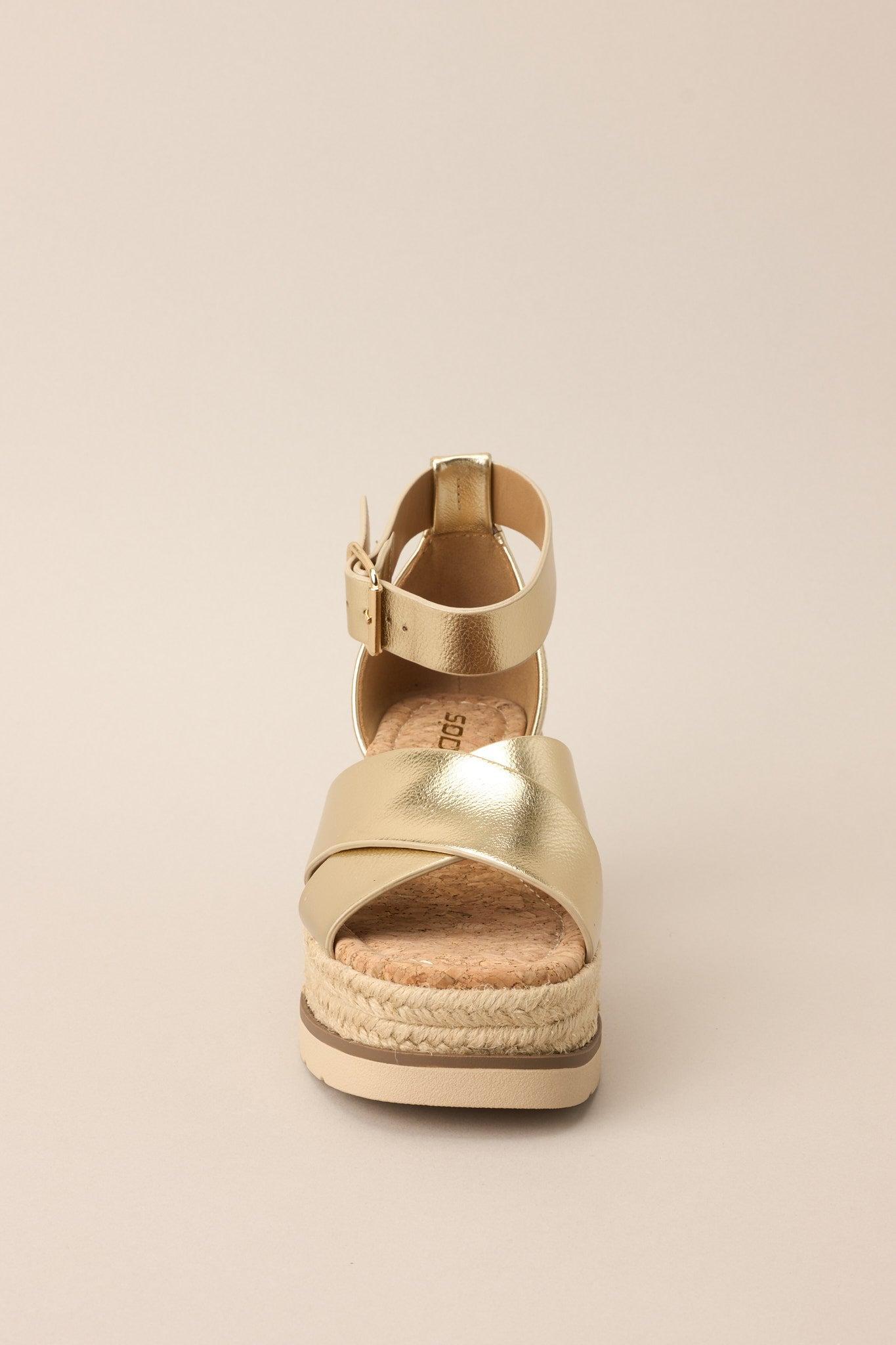 Sandy Sole Gold Espadrille Platform Wedge Sandals Product Image