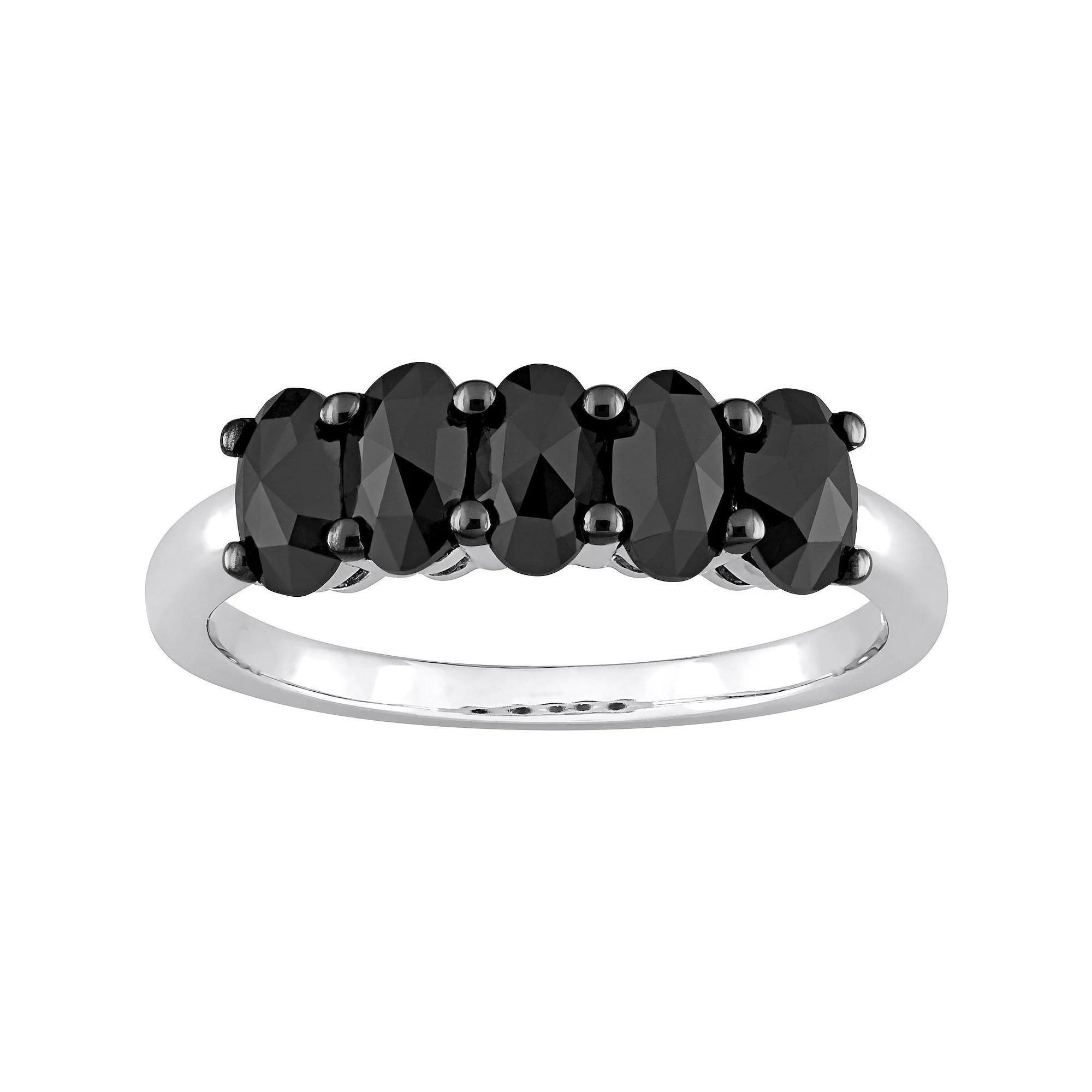 Stella Grace 10k White Gold 1 1/4 Carat T.W. Oval Black Diamond Semi-Eternity Ring, Women's, Size: 5, 10k Whgold Product Image