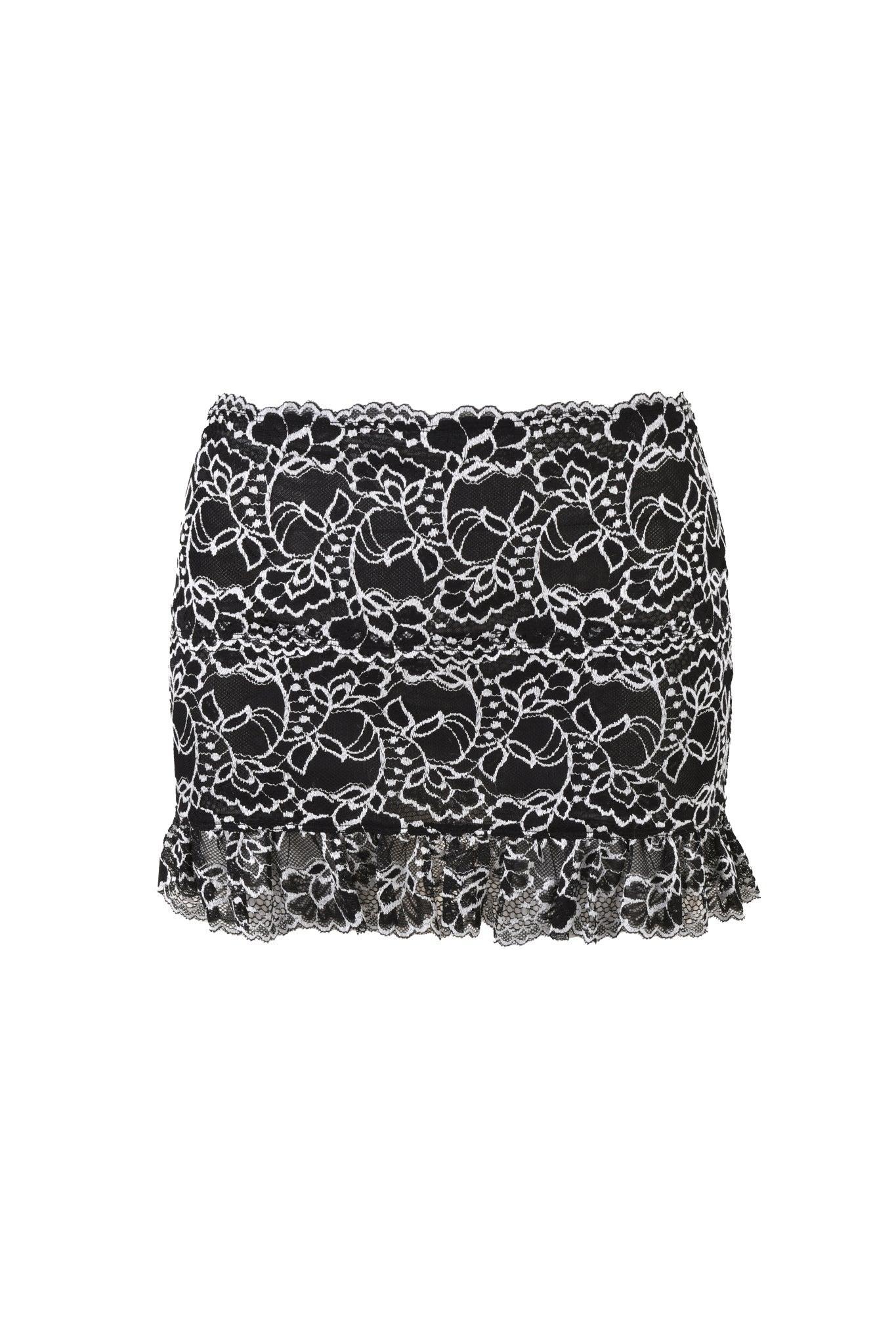 CRYSTAL MINI SKIRT - BLACK : LACE Product Image