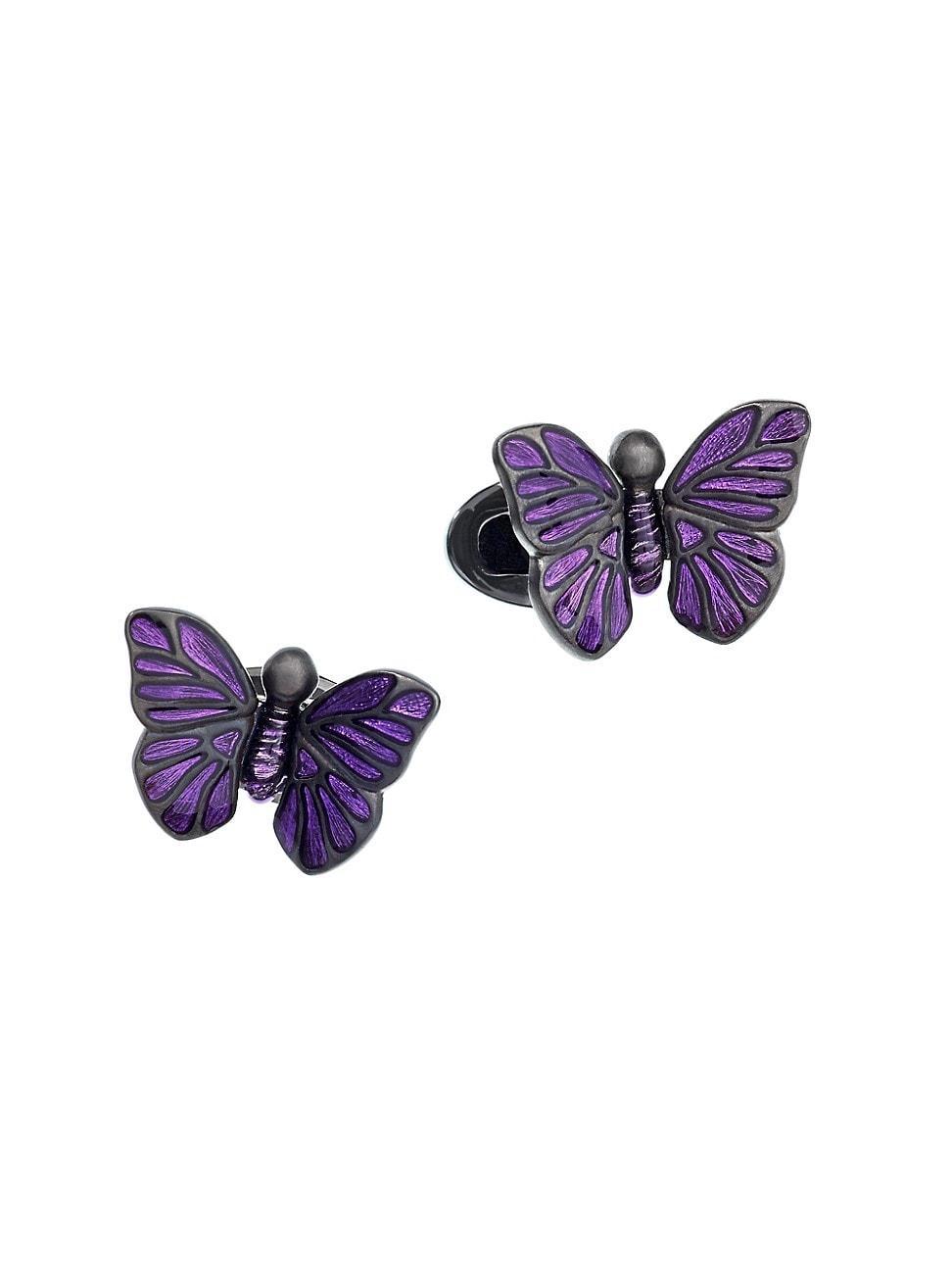 Enamel Butterfly Cufflinks, Purple Product Image