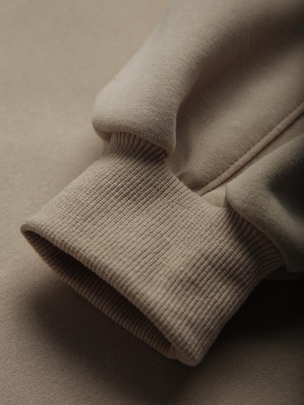 Solid Color Label Embellished Oversized Hoodie Product Image