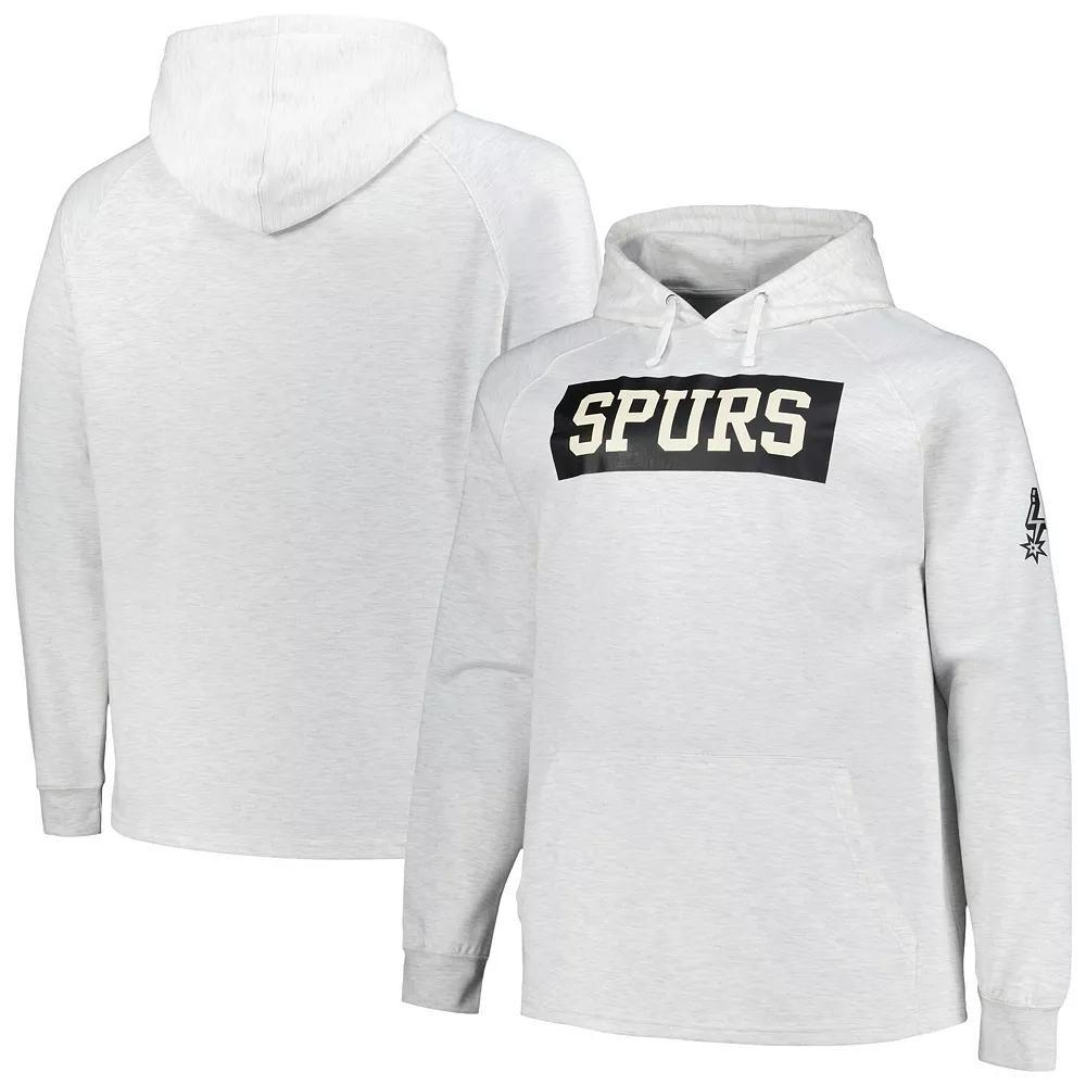 Men's Fanatics Ash San Antonio Spurs Big & Tall Raglan Tri-Blend Pullover Hoodie,  Product Image