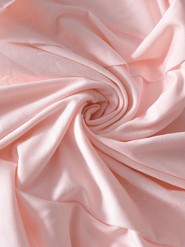 Solid Ruched Cropped Bandeau Top & Ruffled Trim Split Skirt Set Product Image