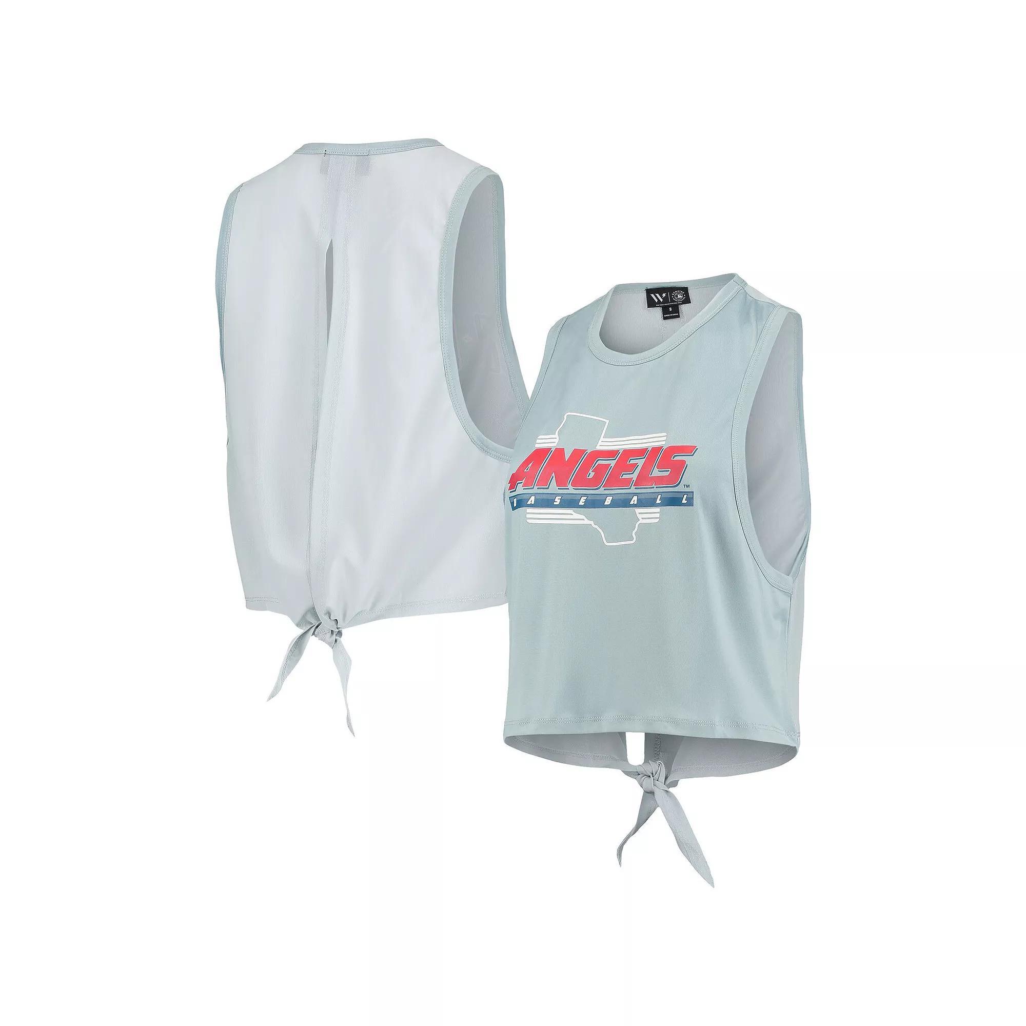 Women's The Wild Collective Light Blue Los Angeles Angels Open Back Twist-Tie Tank Top,  Product Image