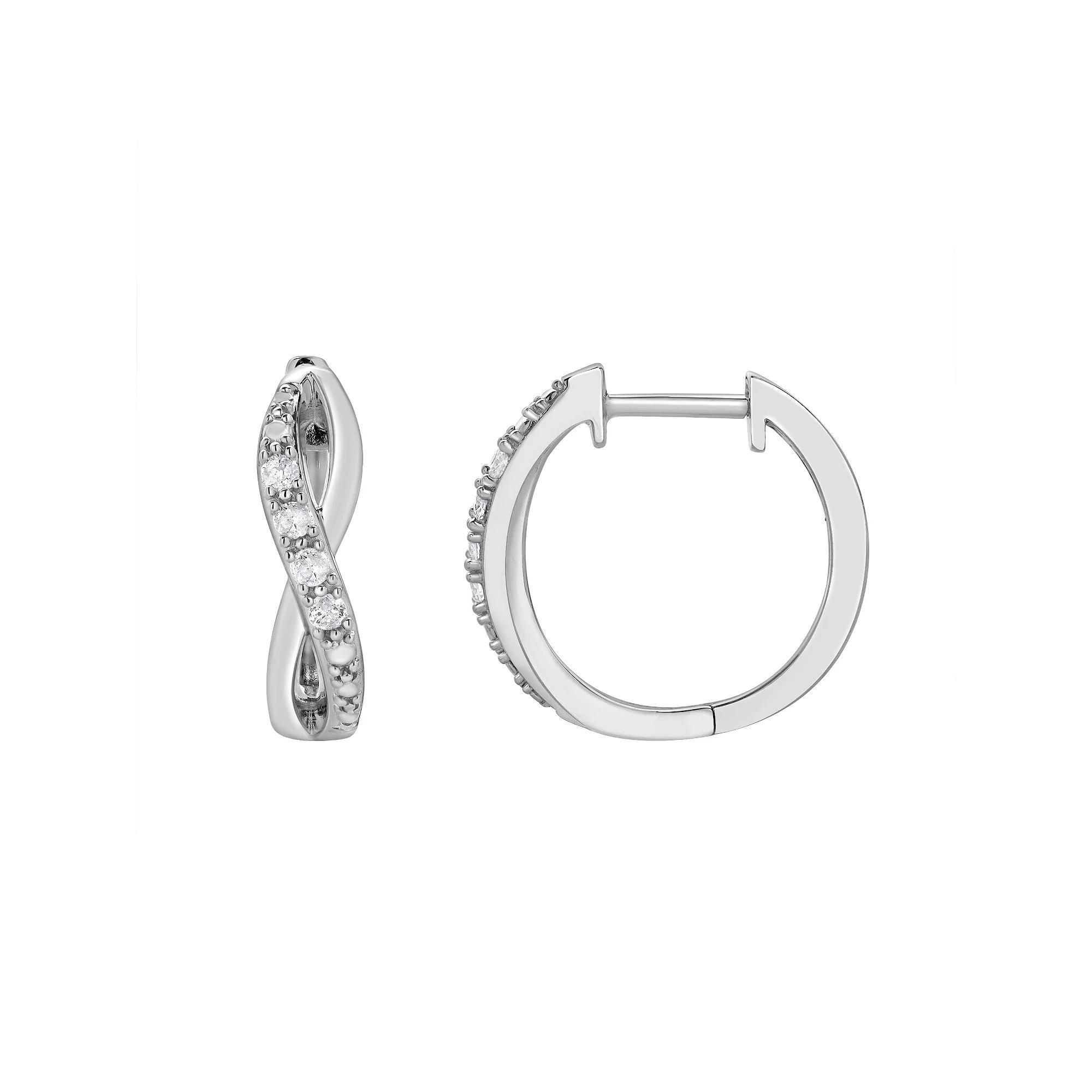Diamond Brilliance 1/10 Carat T.W. Lab-Grown Diamond Hoop Earrings, Women's, Silver Tone Product Image