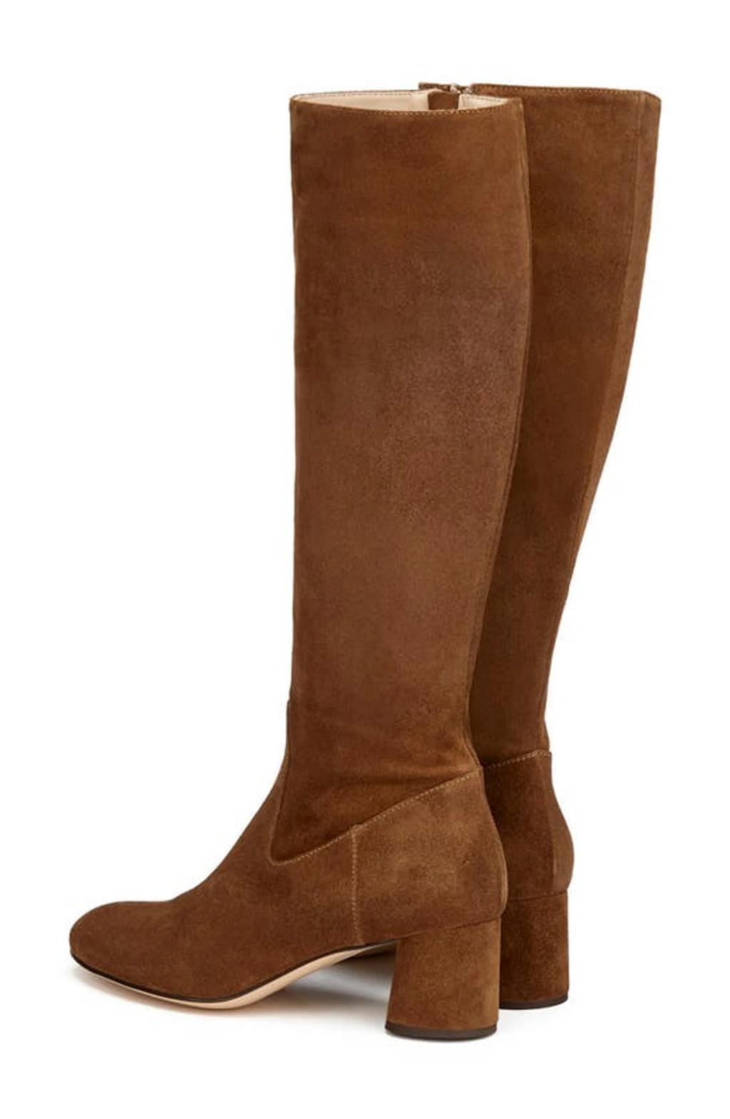 AGL ATTILIO GIUSTI LEOMBRUNI Women's Lorette 50mm Suede Knee-high Boots In Cognac Product Image